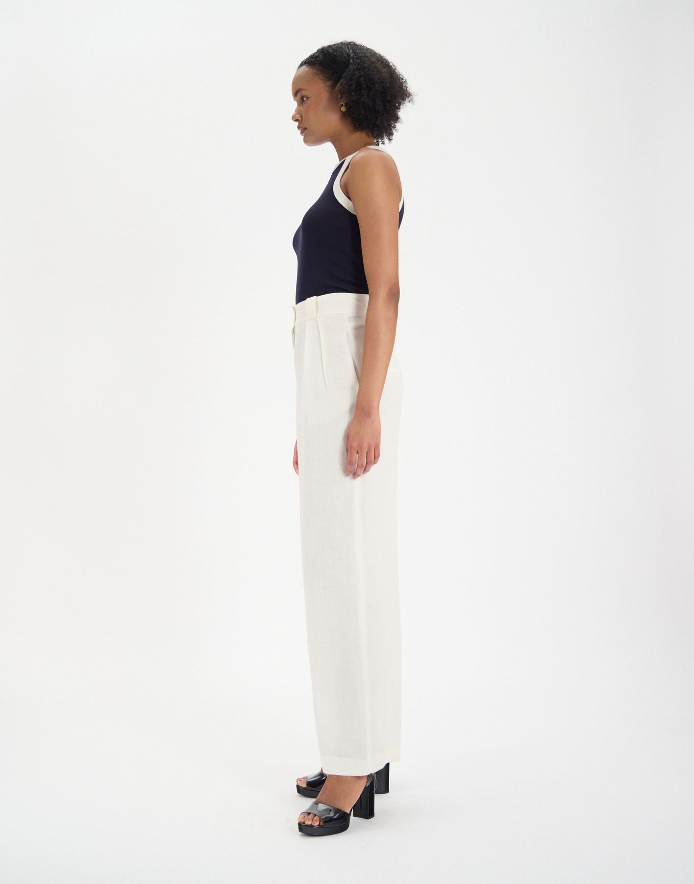 Pantalon Marlène en lin blanc