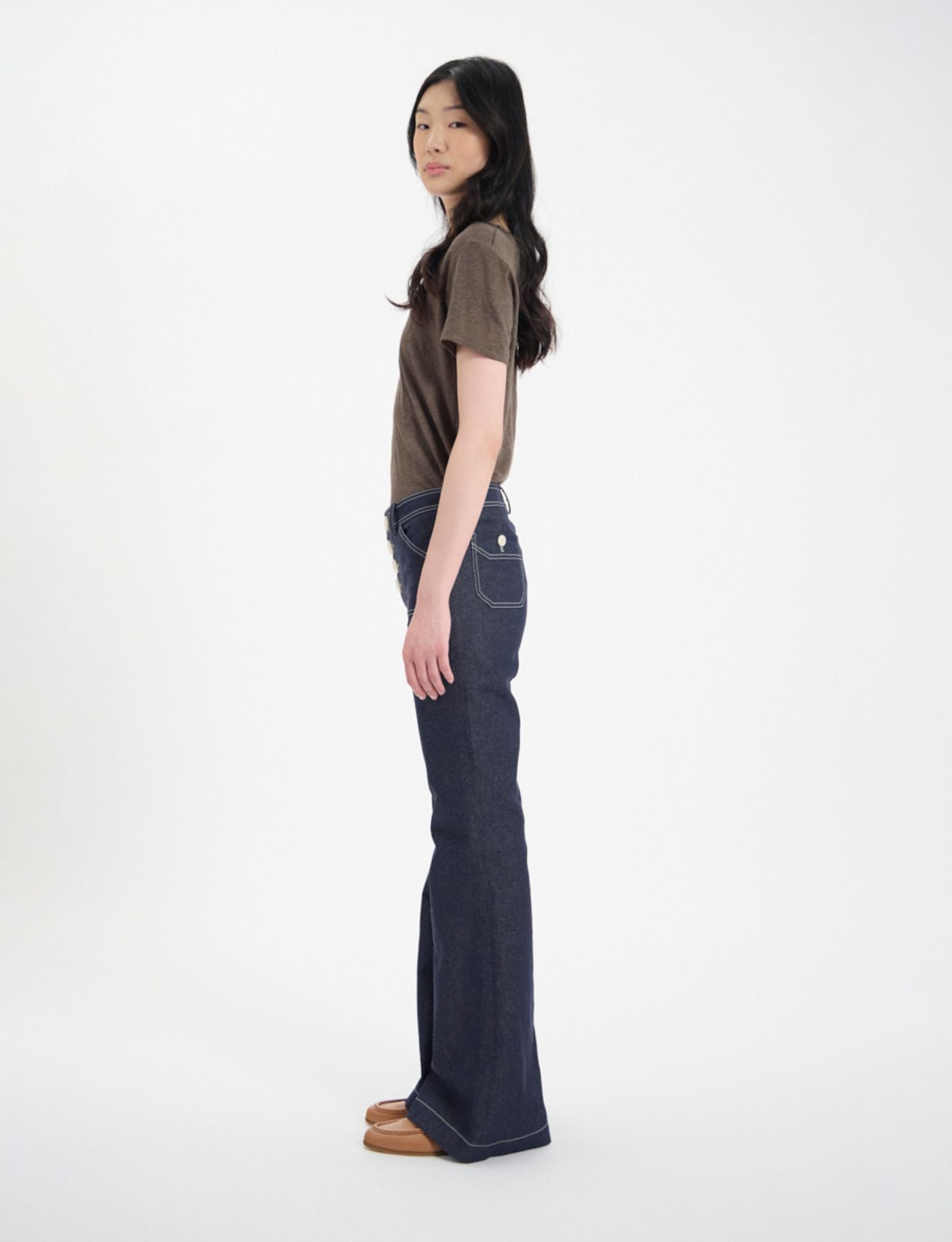 Pantalon Charlotte en coton marine