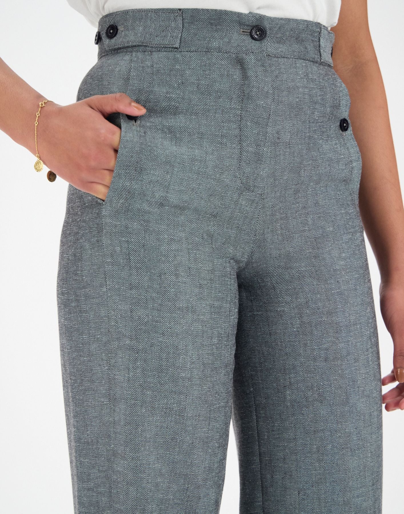 Pantalon à pinces Piotr lin mélangé gris
