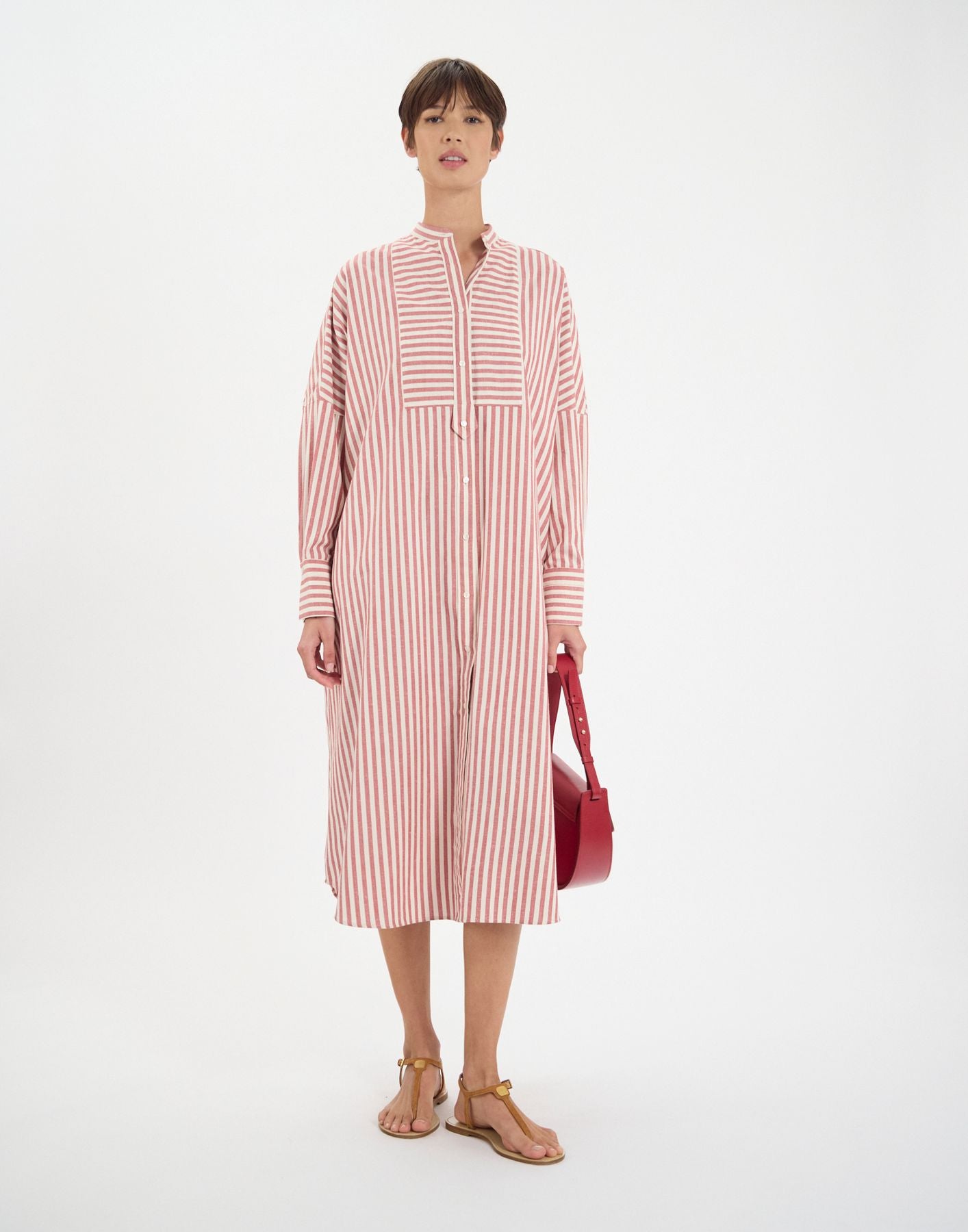 Boy dress in red cotton stripes