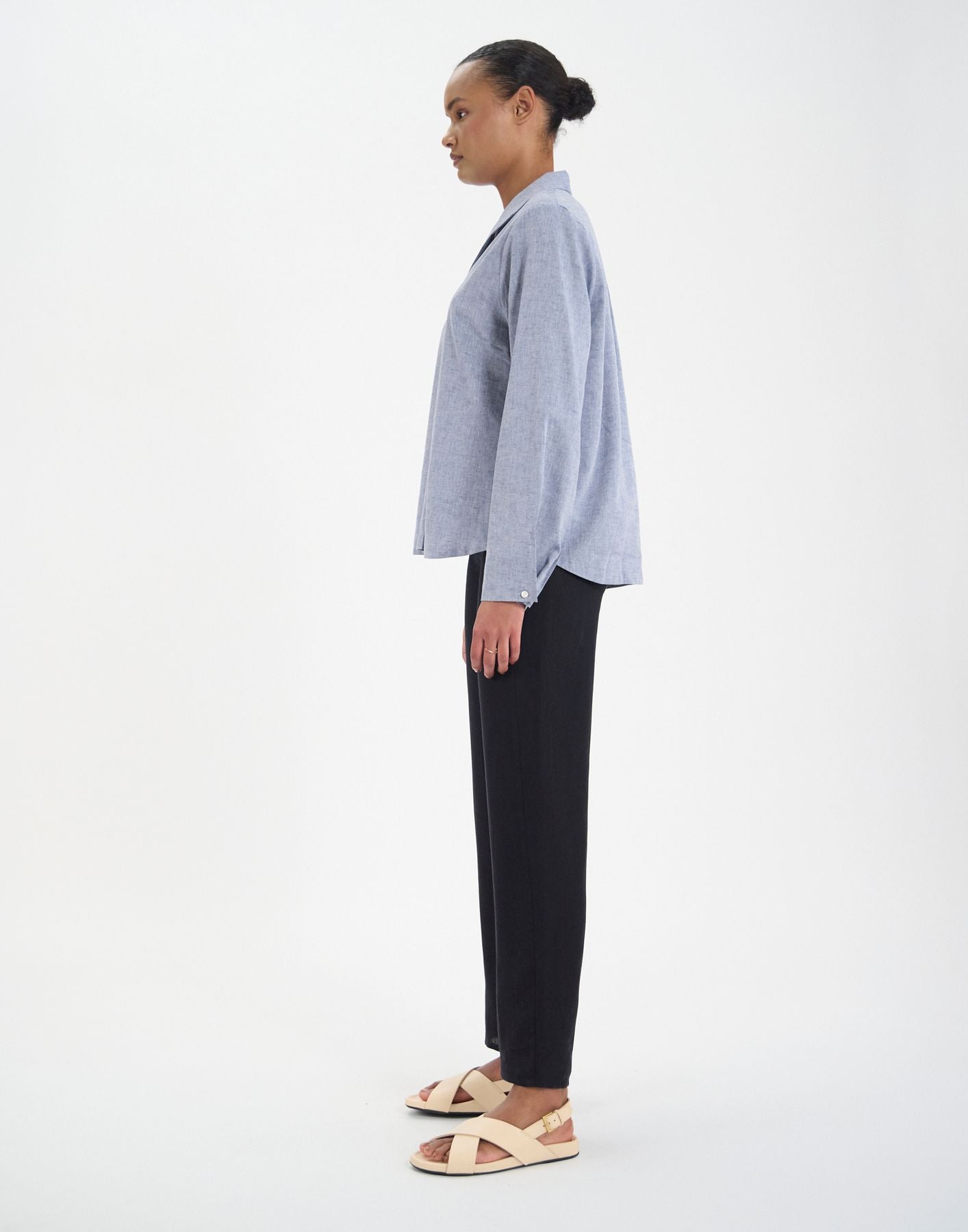 Top Noa en lin mélangé bleu denim