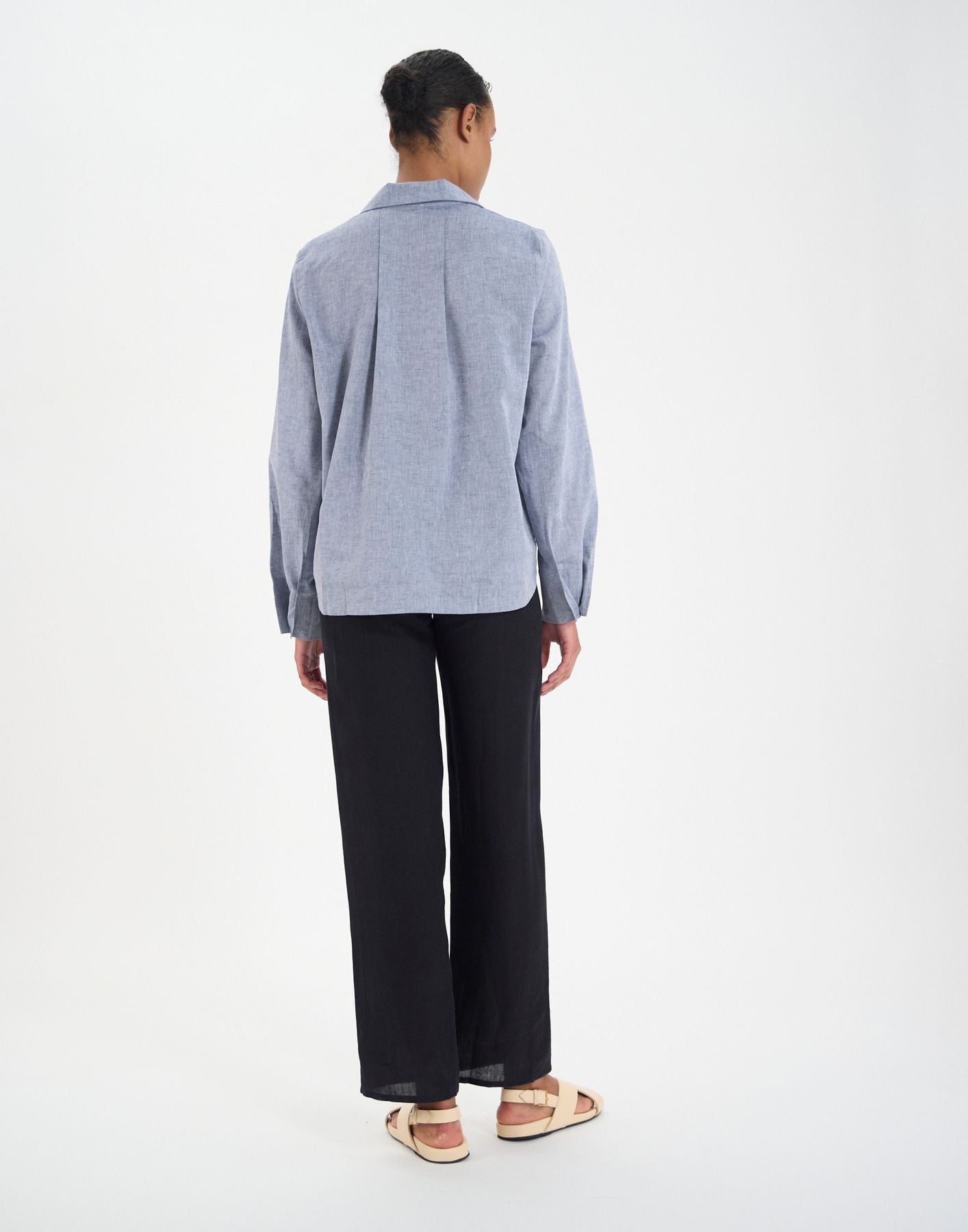 Top Noa en lin mélangé bleu denim