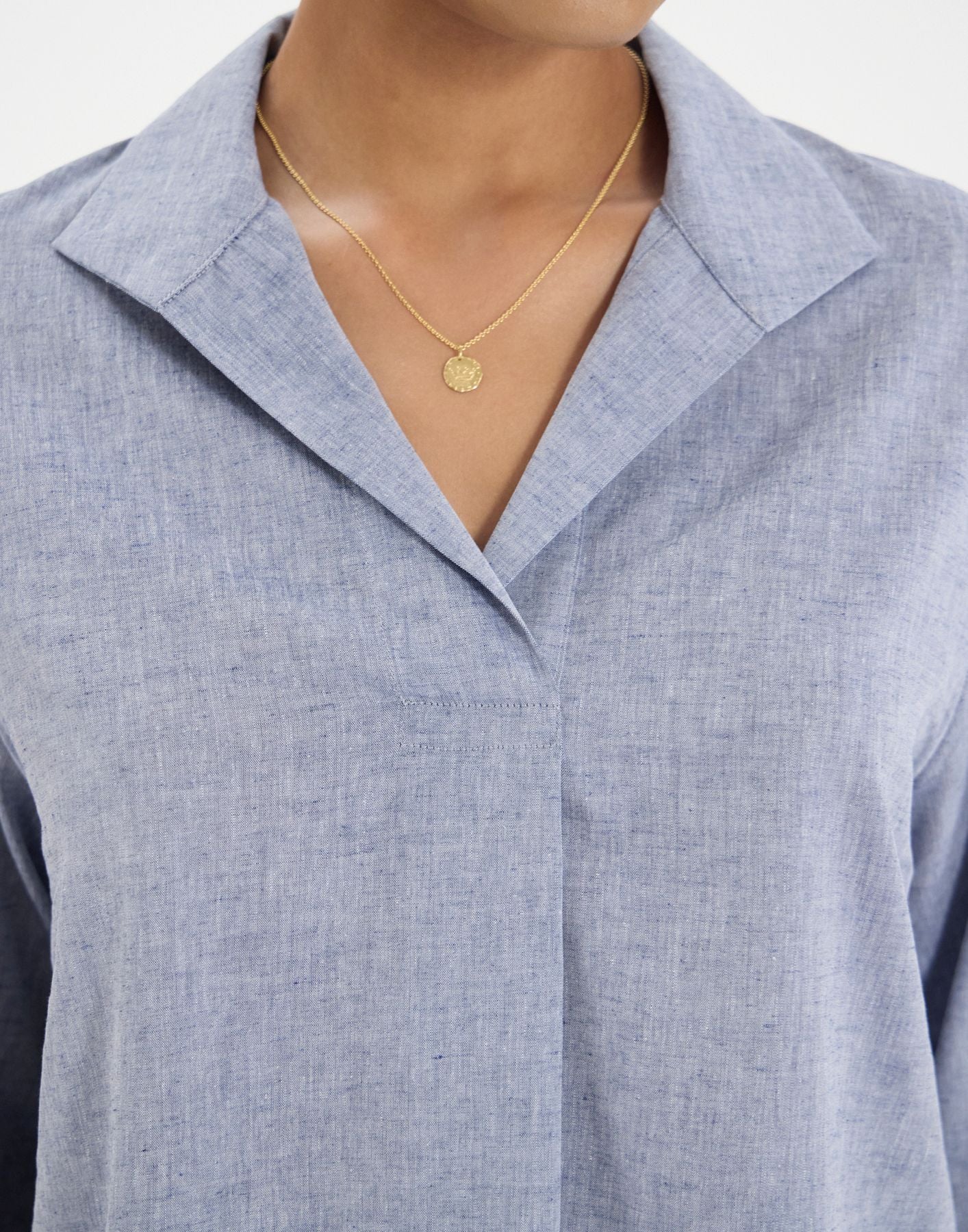 Top Noa en lin mélangé bleu denim