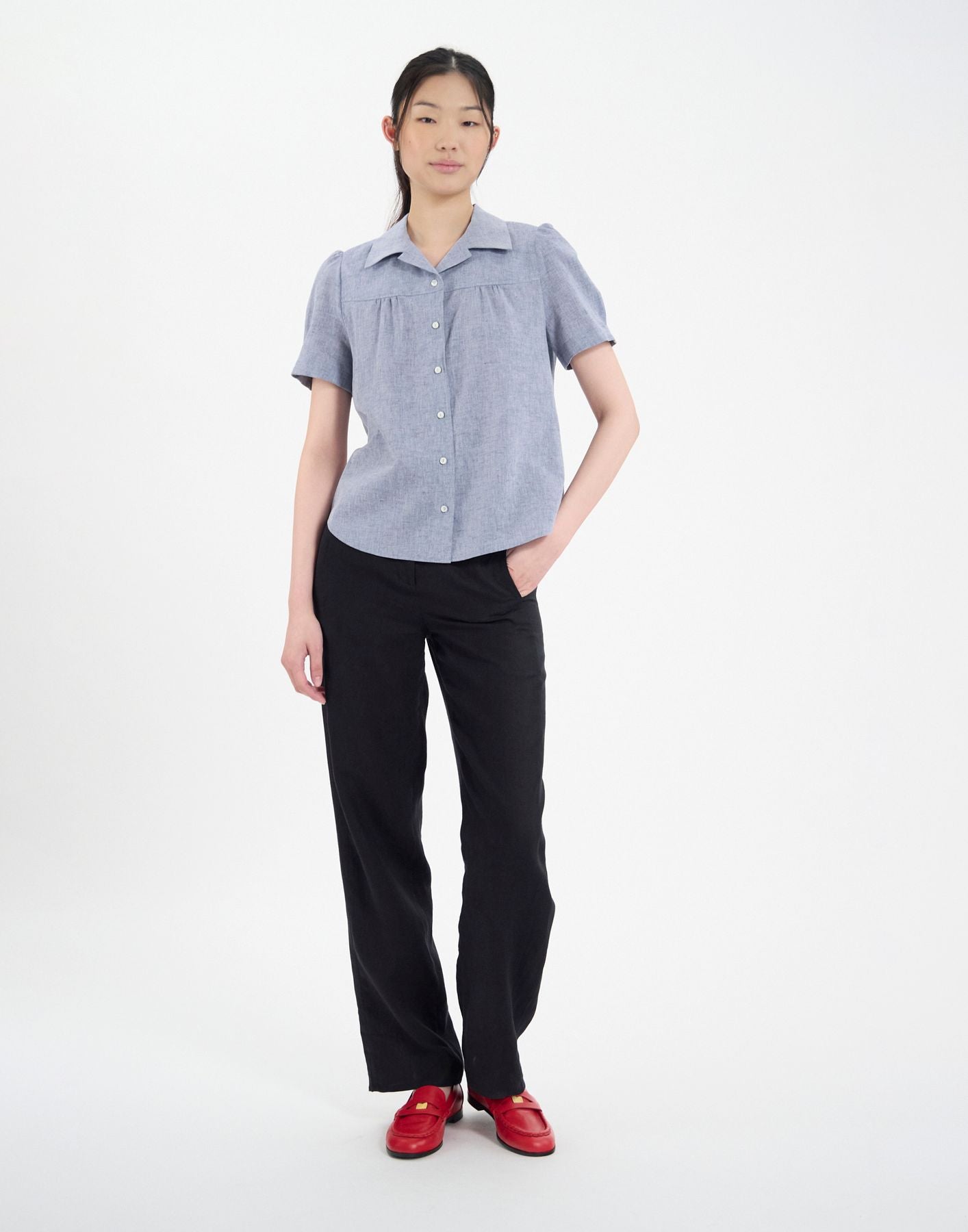 Hemd Constance aus Halbleinen in denimblau