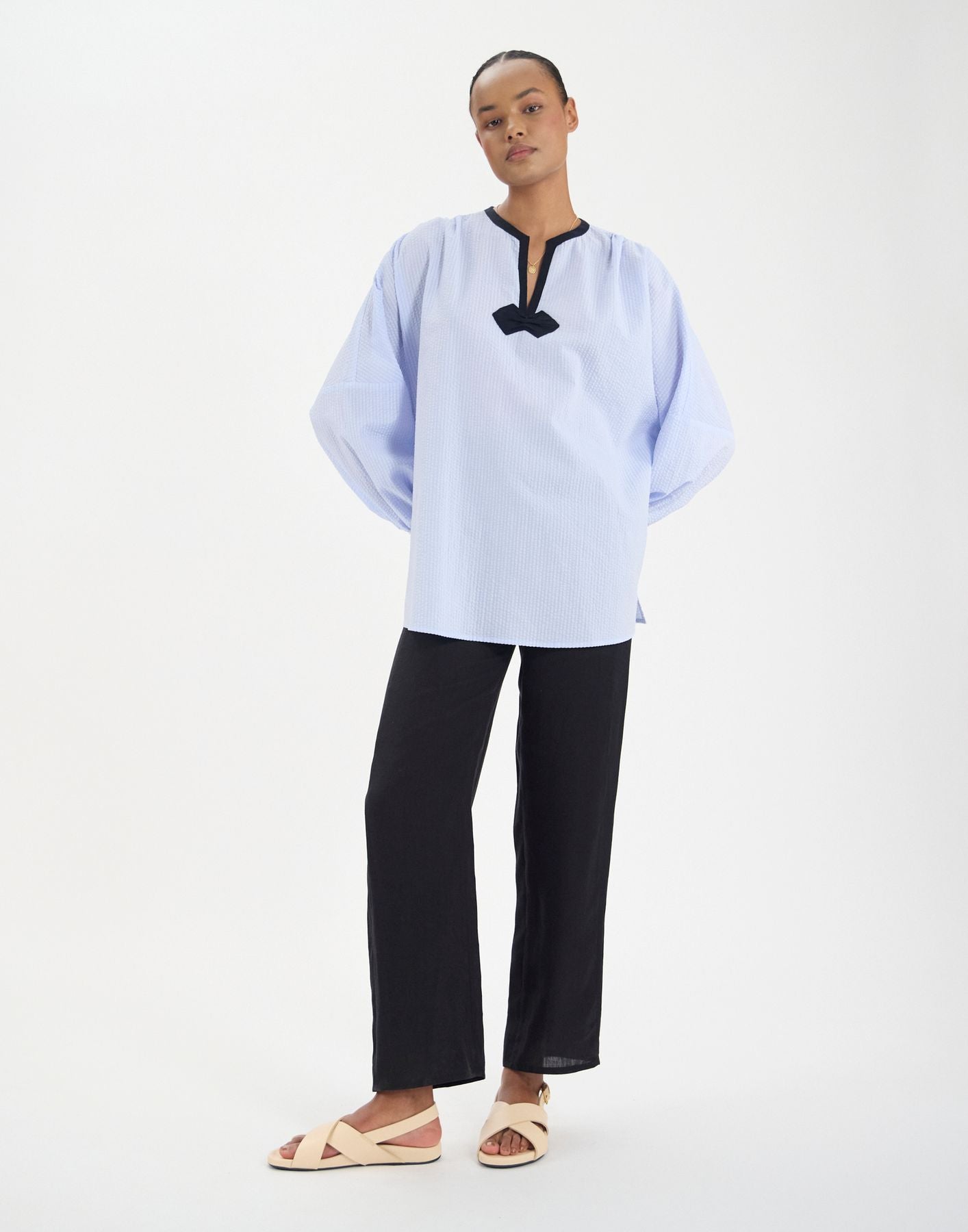 Top Ida in cotone azzurro