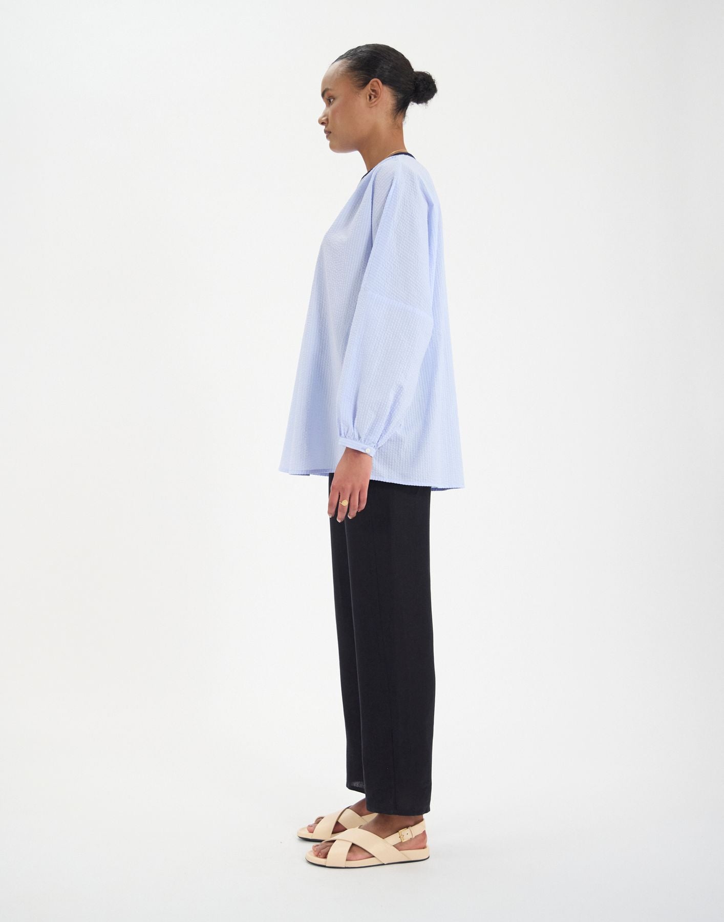 Top Ida in cotone azzurro