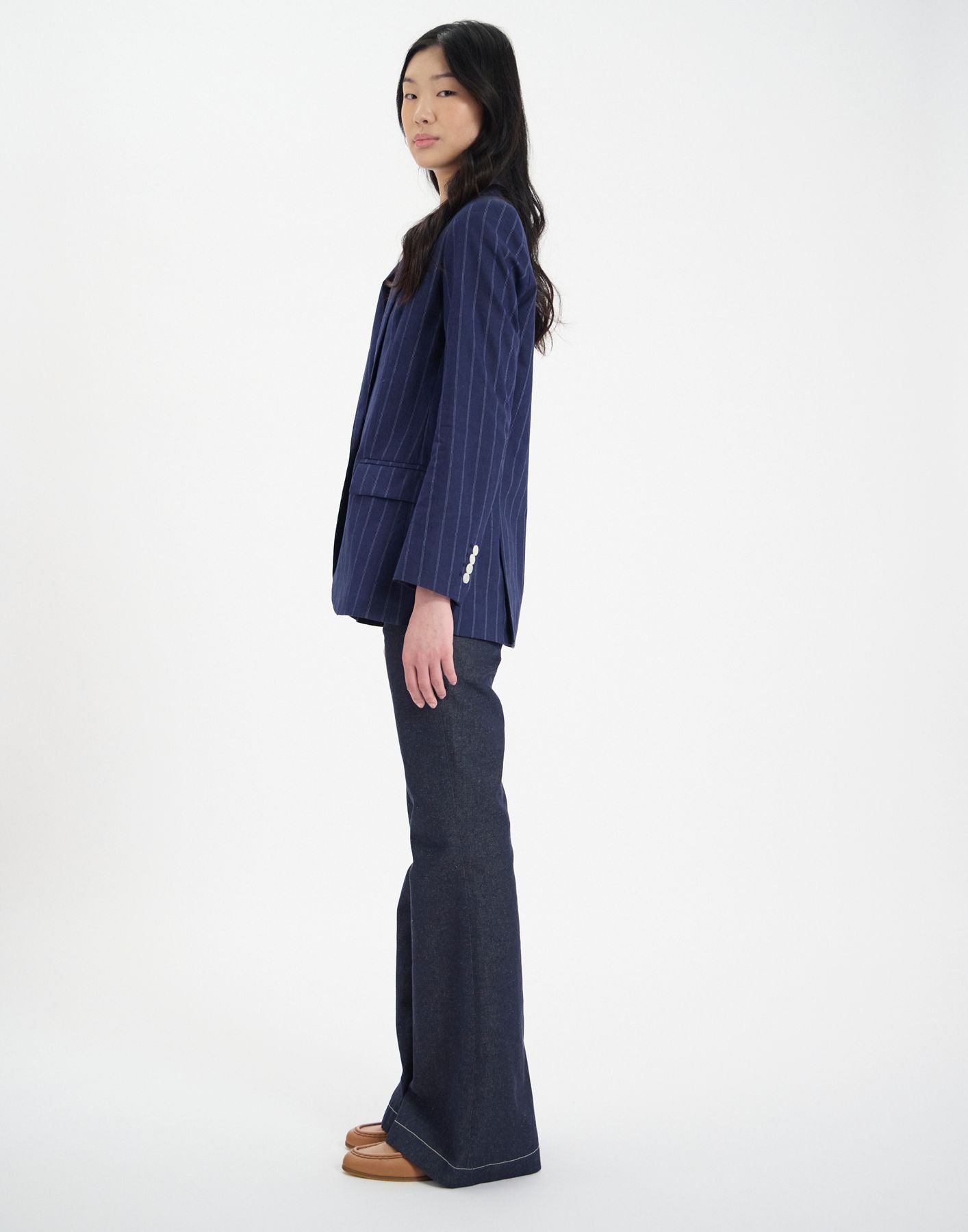 Chaqueta Bruna en mezcla de lino azul marino