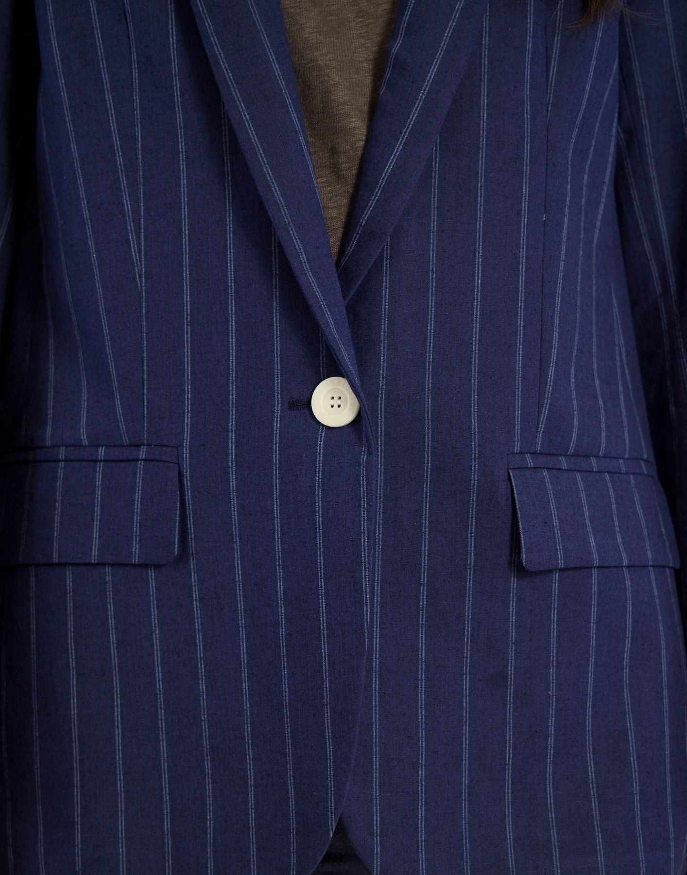 Chaqueta Bruna en mezcla de lino azul marino