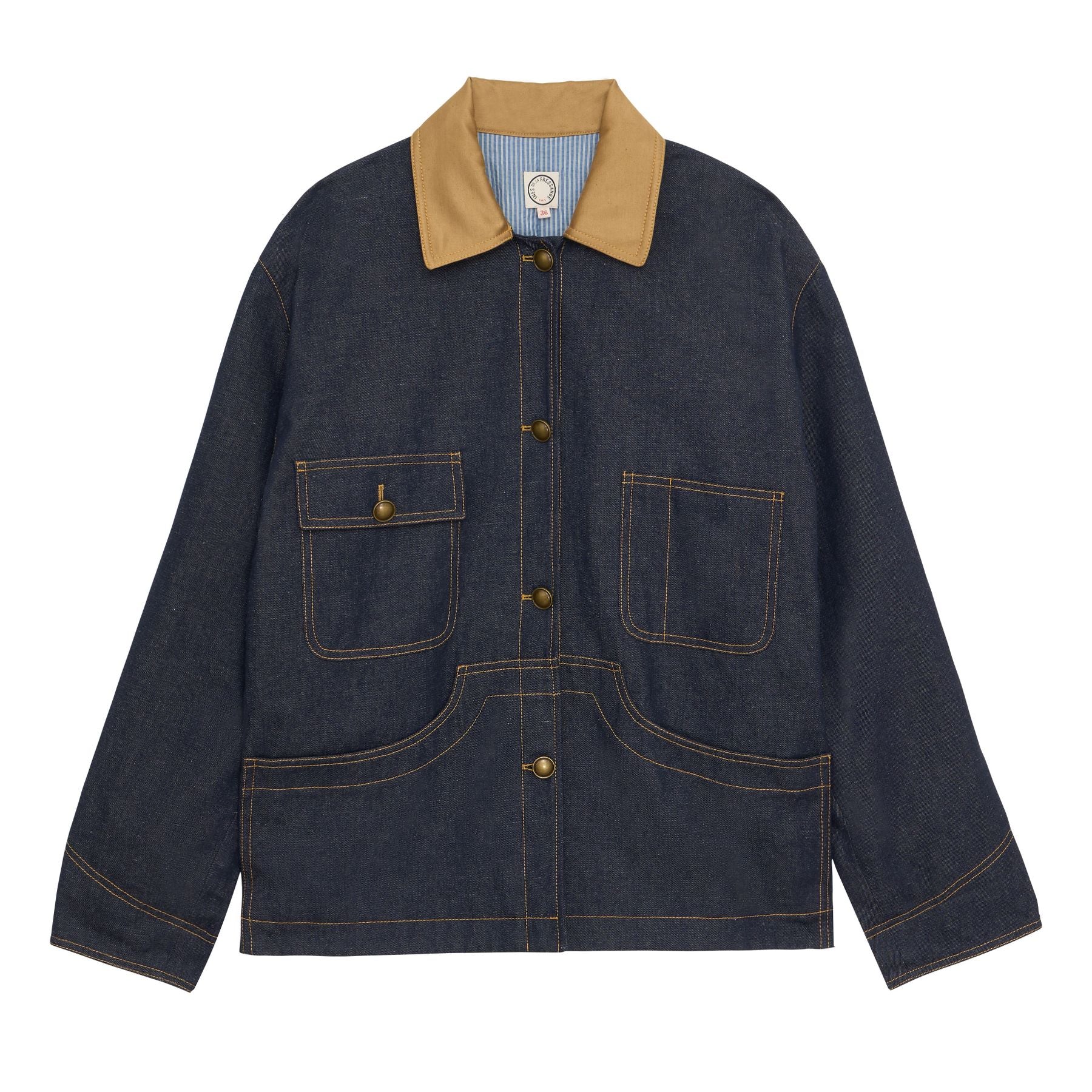 Melchior work jacket in navy cotton and linen blend