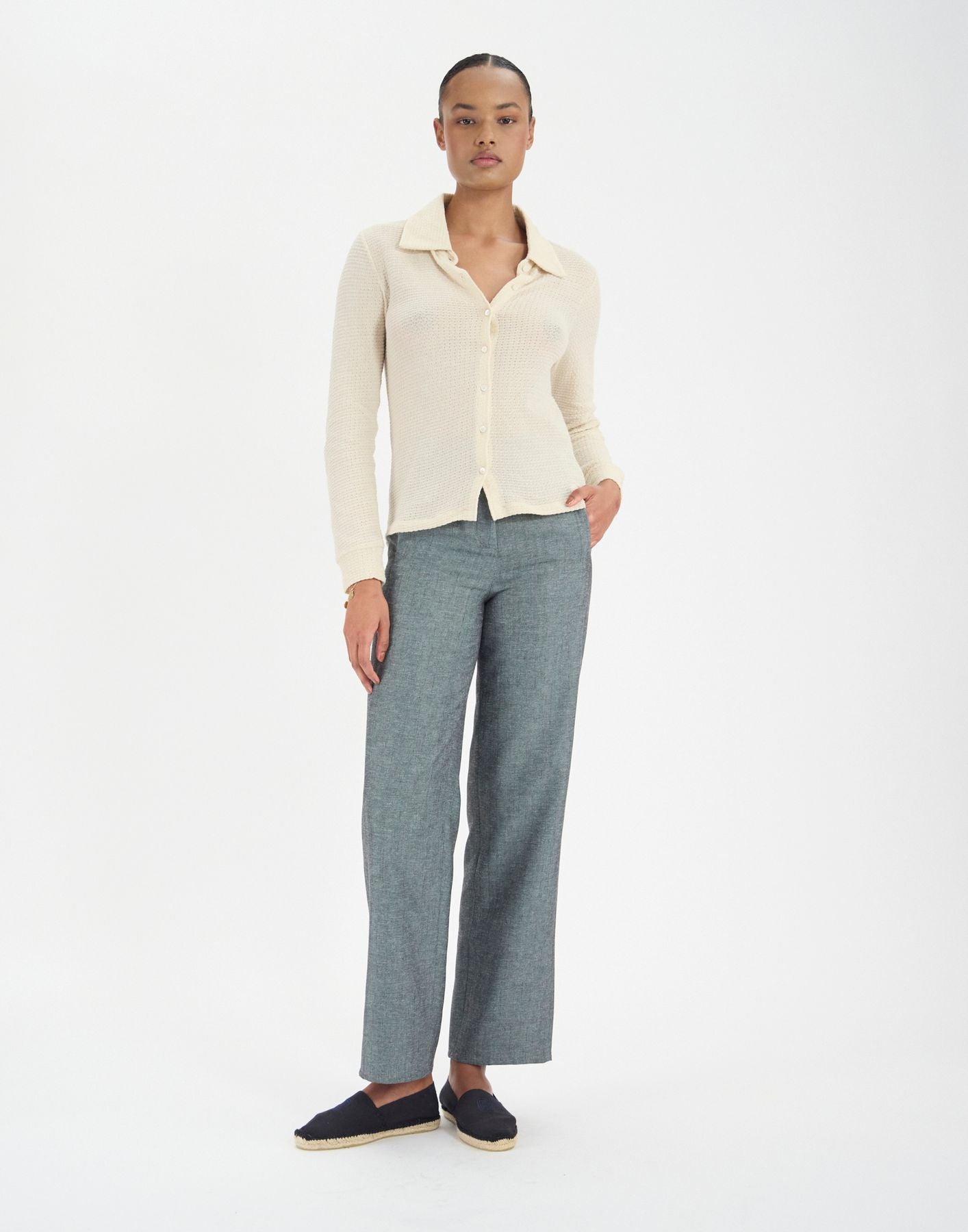 Cathy shirt in ivory white cotton