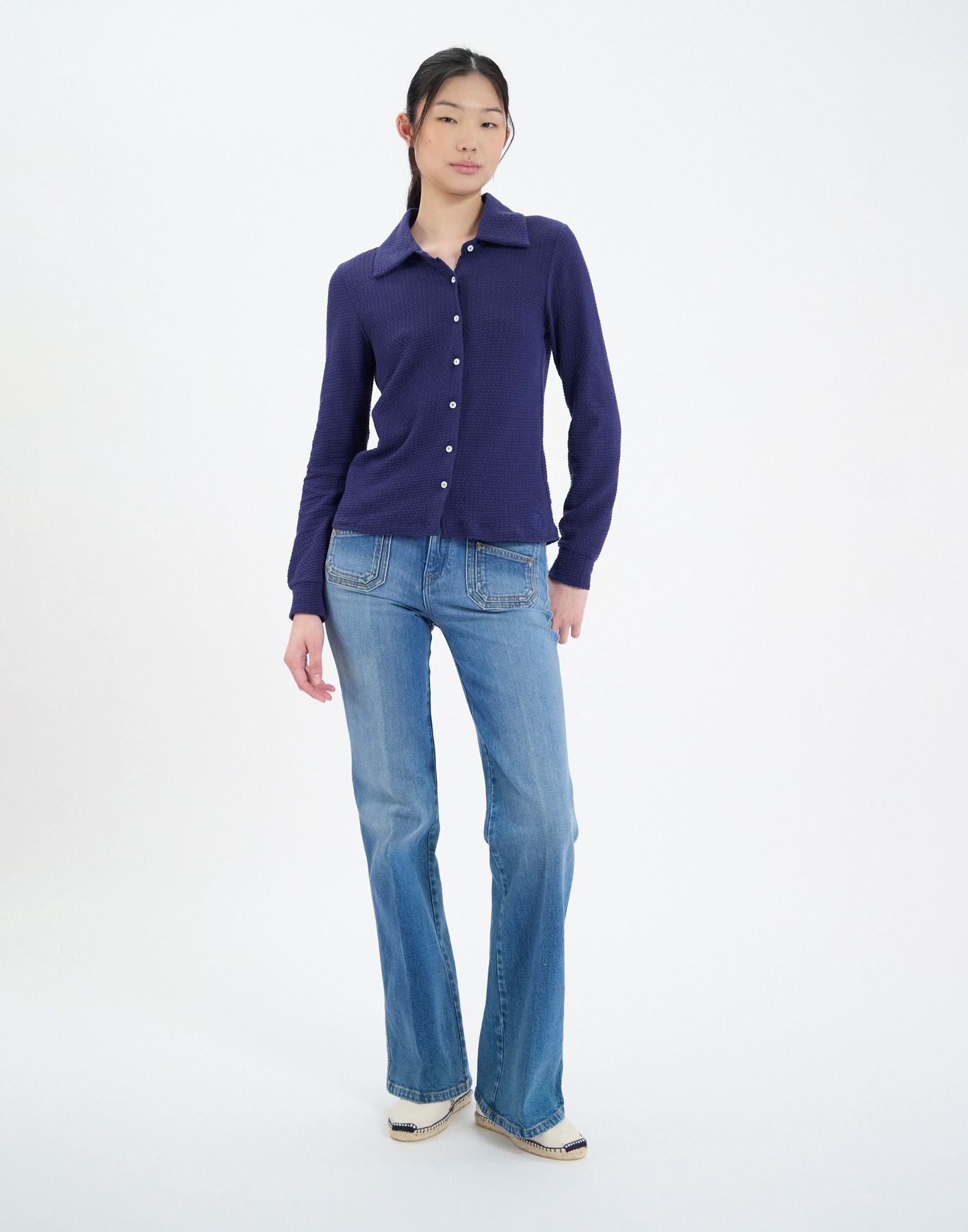 Camicia Cathy in cotone blu scuro