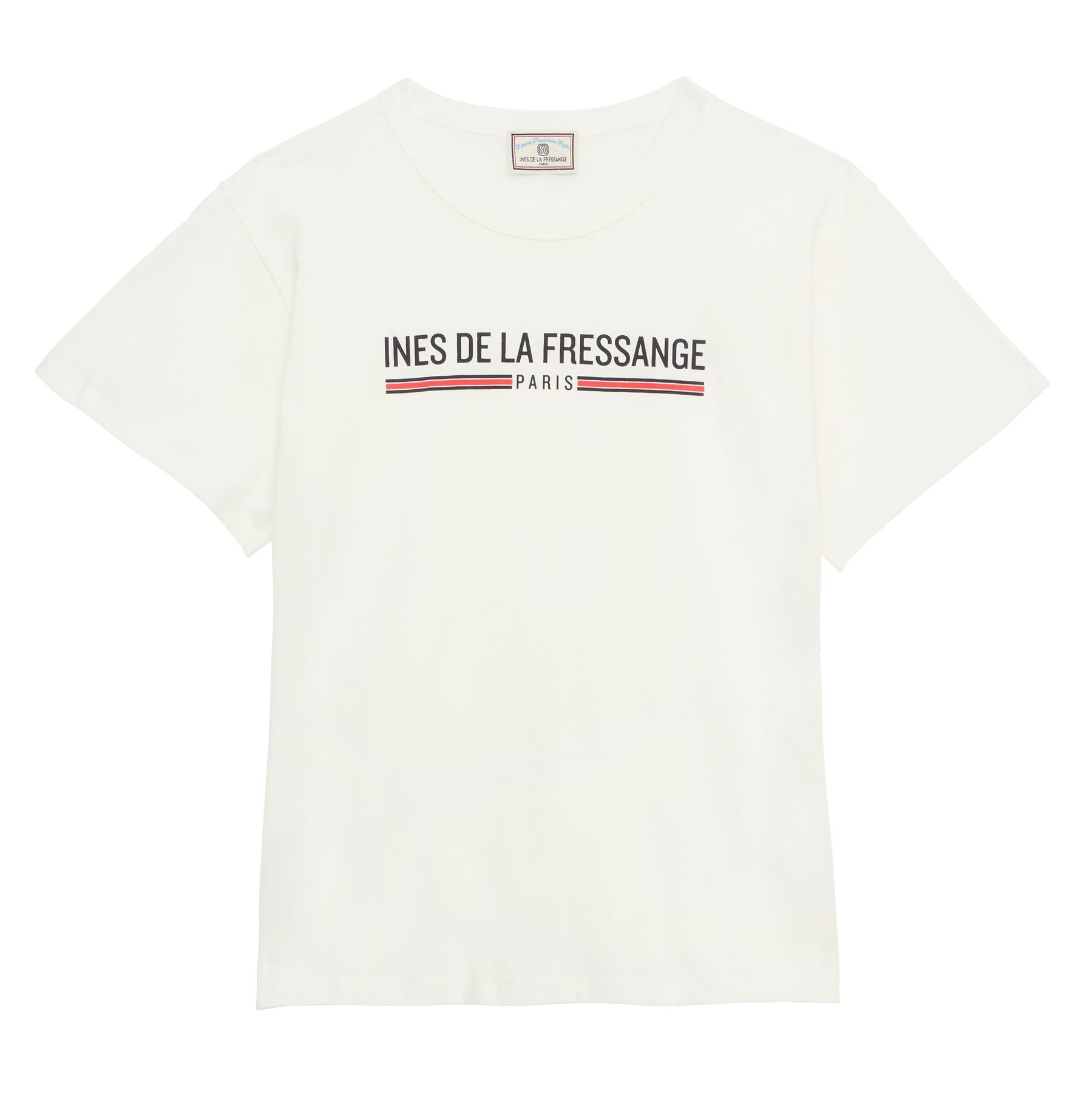 Maxence white top in red printed organic cotton