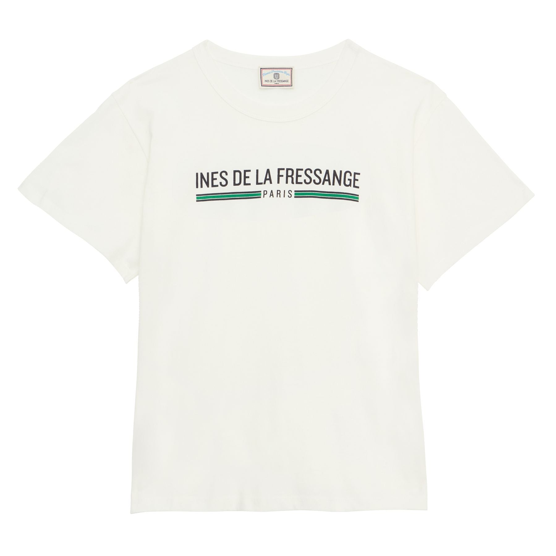 Maxence white top in green printed organic cotton