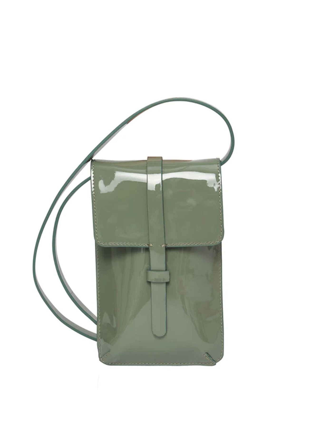 borsa per smartphone - pelle lucida - verde