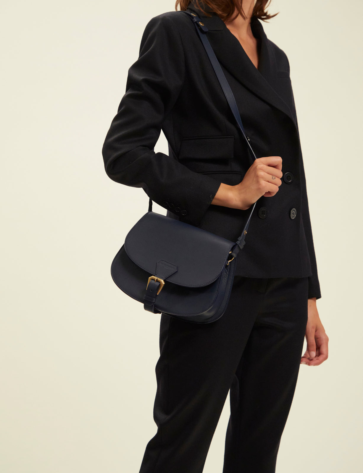 Borsa Flâneur in pelle blu navy