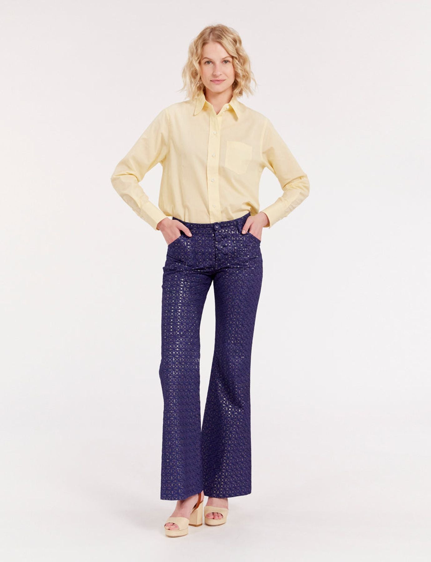 pantaloni-charlotte stampati blu navy