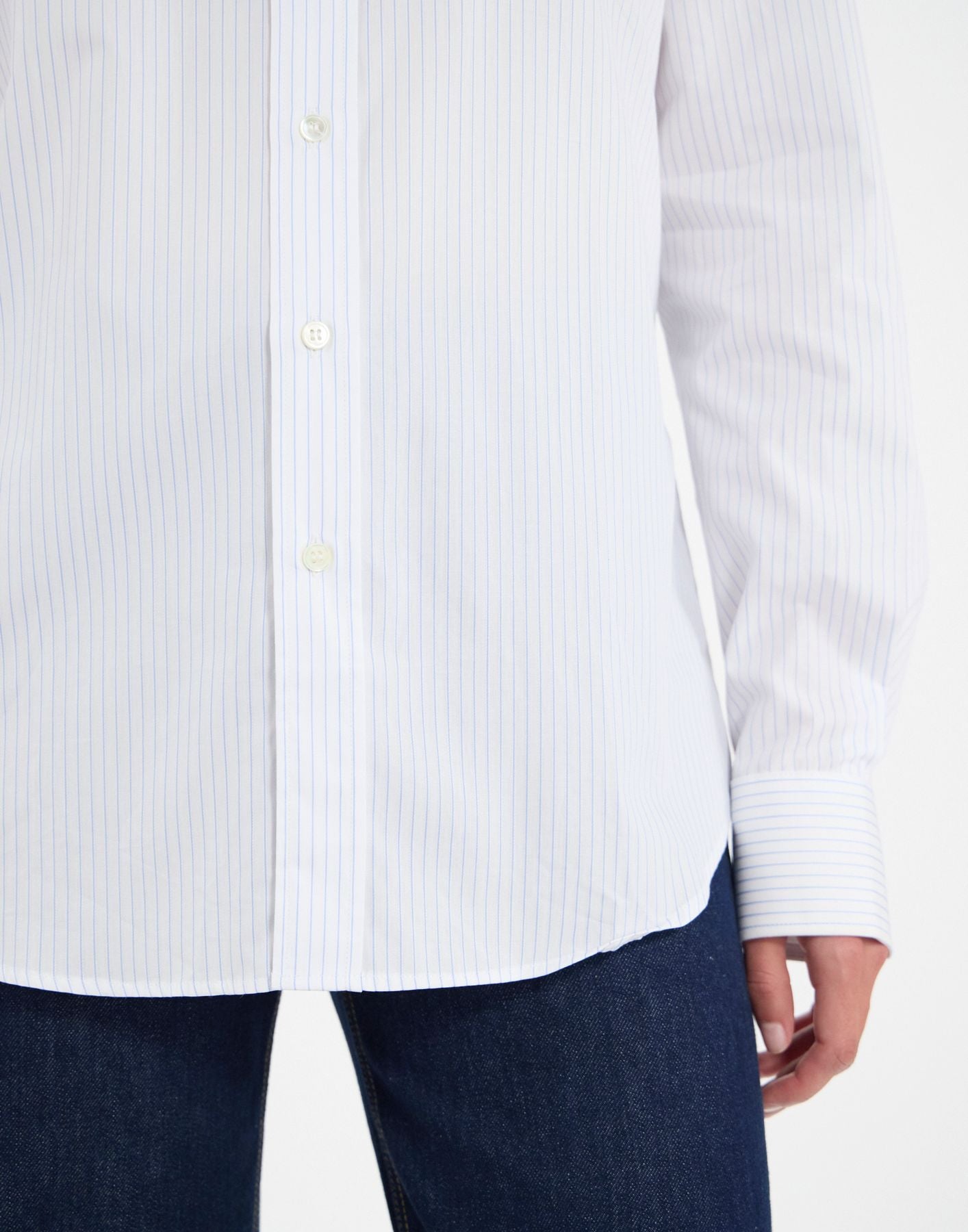 Camicia bianca Olivier da uomo a righe sottili