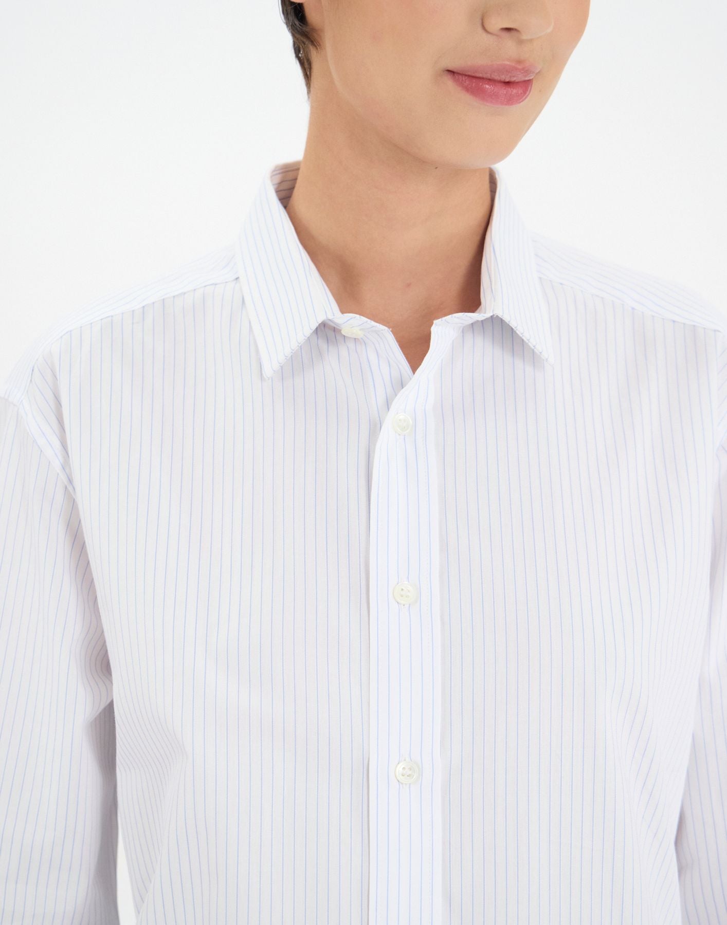 Camicia bianca Olivier da uomo a righe sottili
