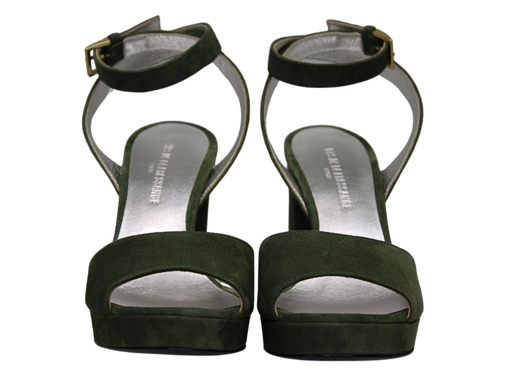 Sandalo con plateau Laura in pelle scamosciata color kaki
