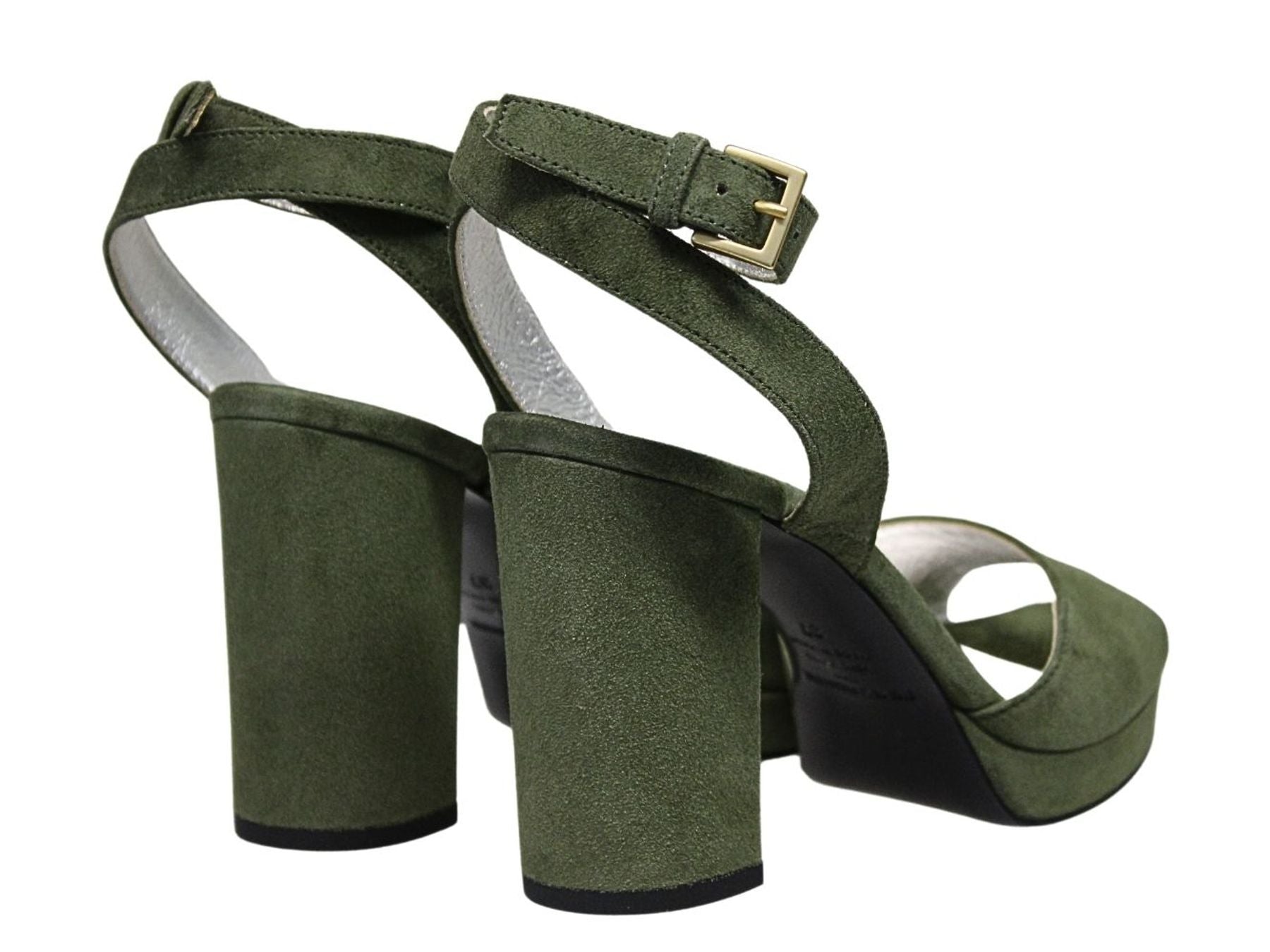 Sandalo con plateau Laura in pelle scamosciata color kaki
