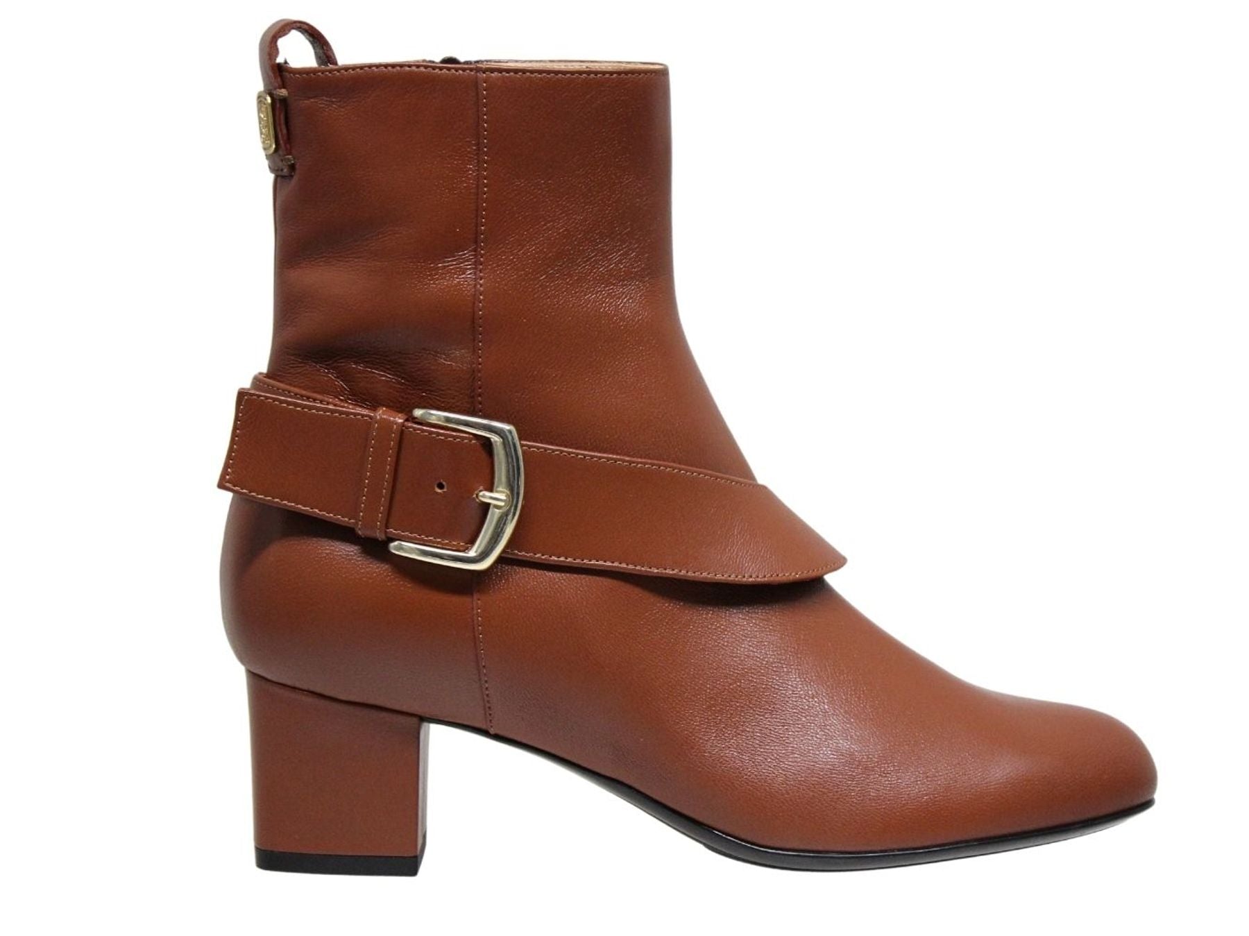 Stivaletto Olympia con tacco in pelle marrone