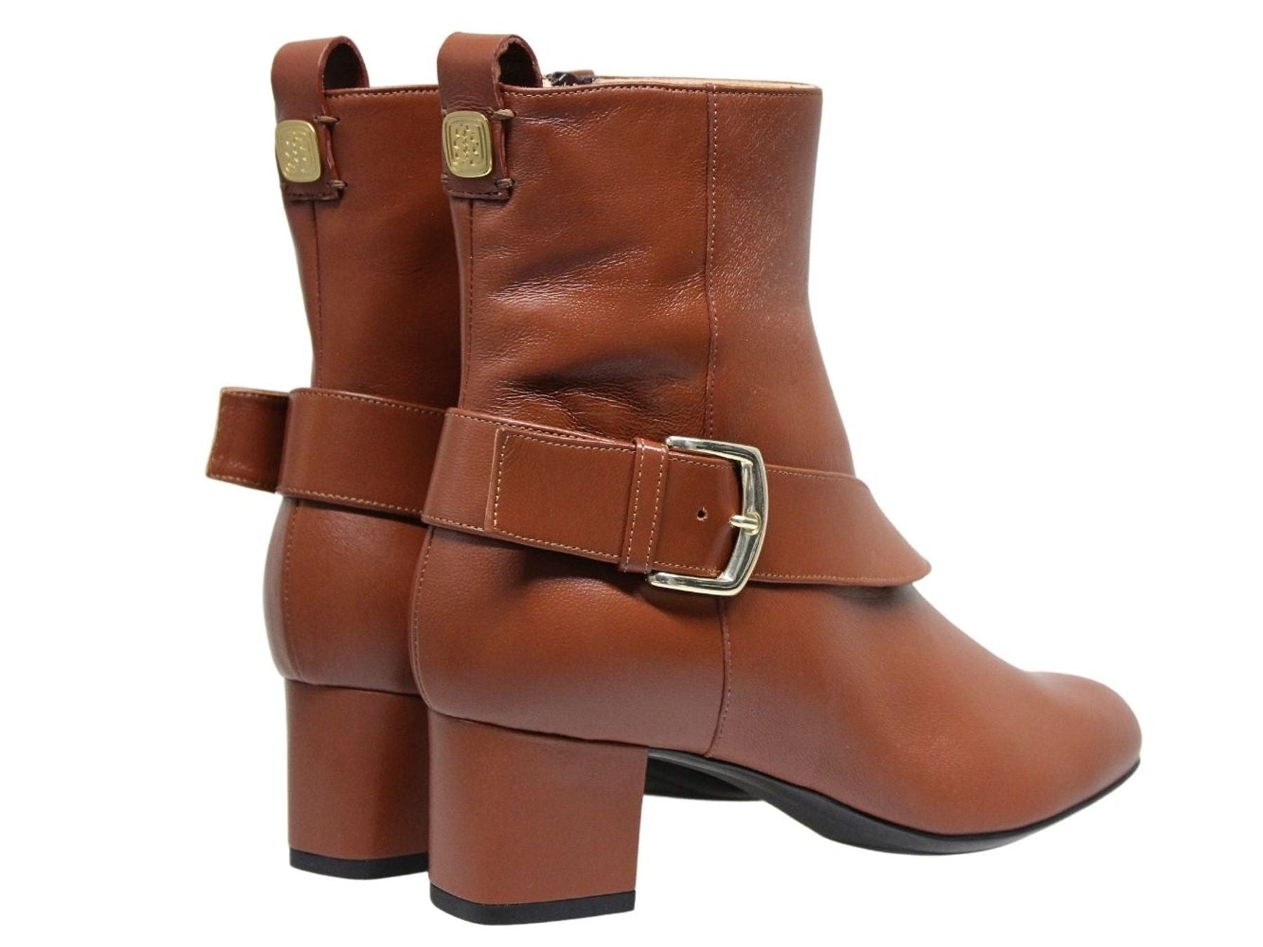 Stivaletto Olympia con tacco in pelle marrone