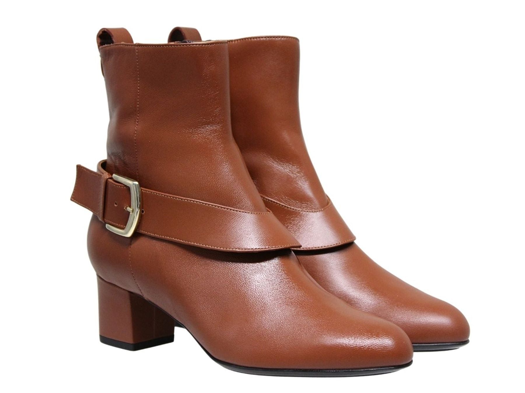 Stivaletto Olympia con tacco in pelle marrone