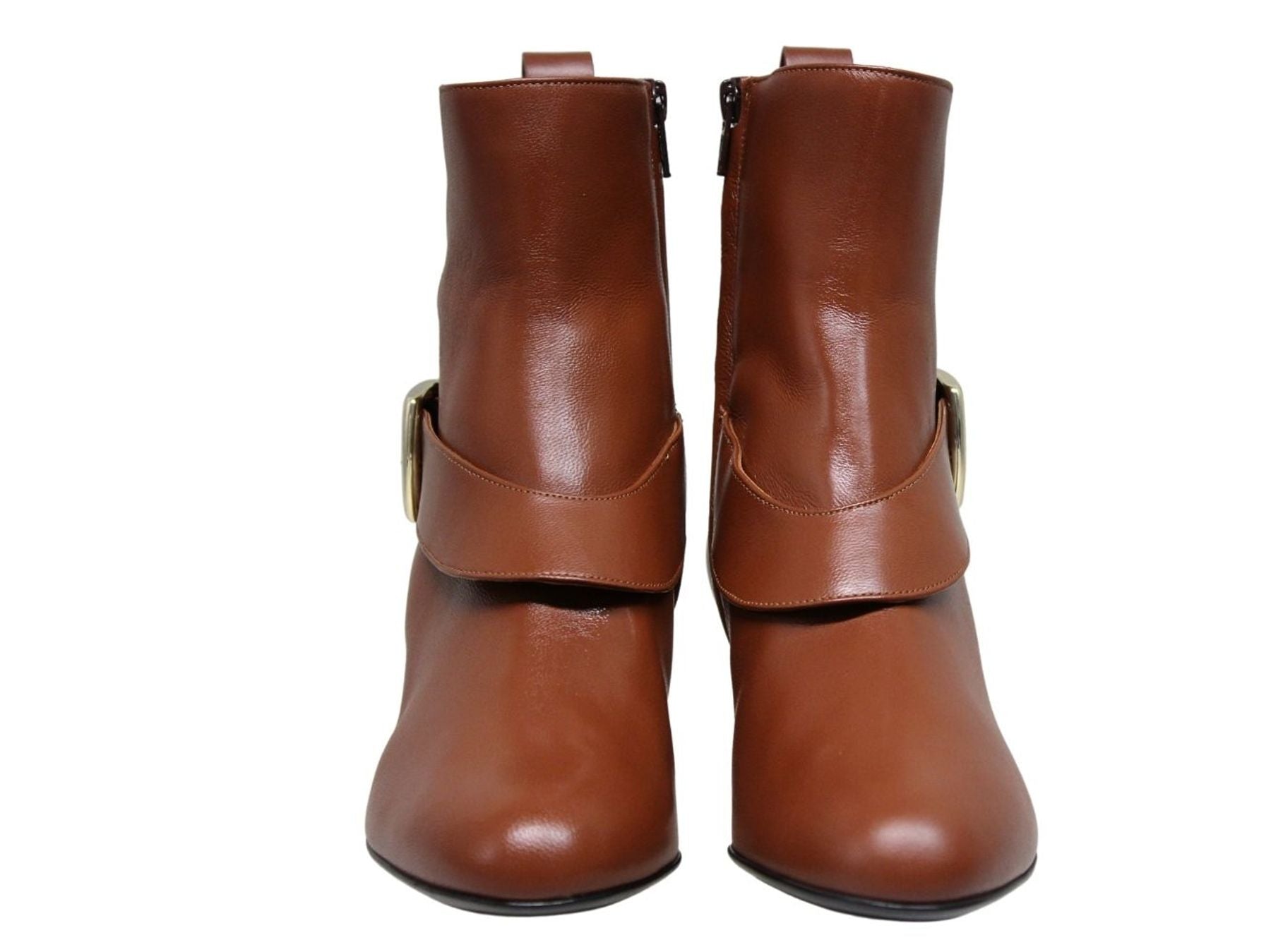 Stivaletto Olympia con tacco in pelle marrone