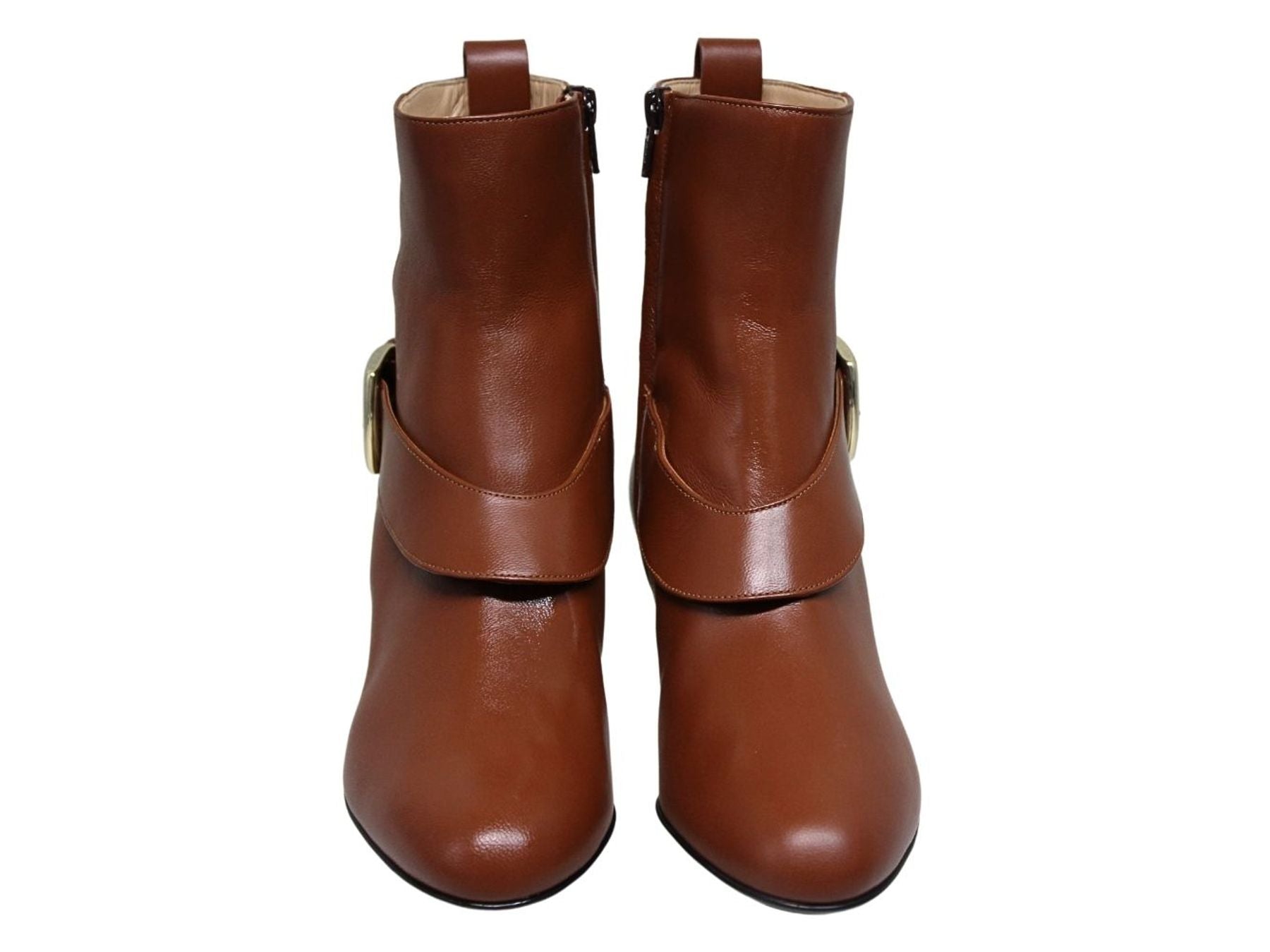 Stivaletto Olympia con tacco in pelle marrone