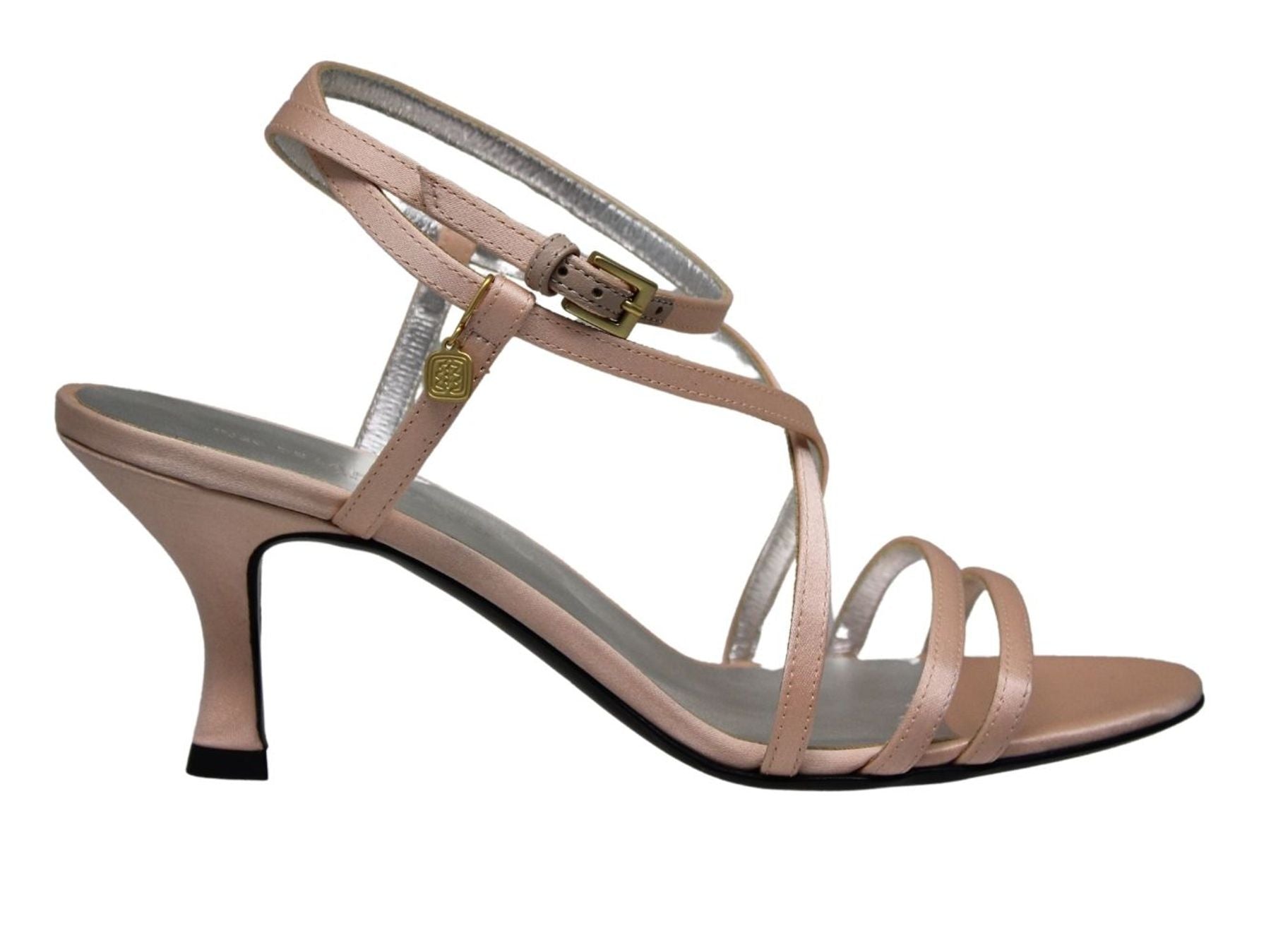 Sandalo Théa con cinturini incrociati in satin beige-rosa