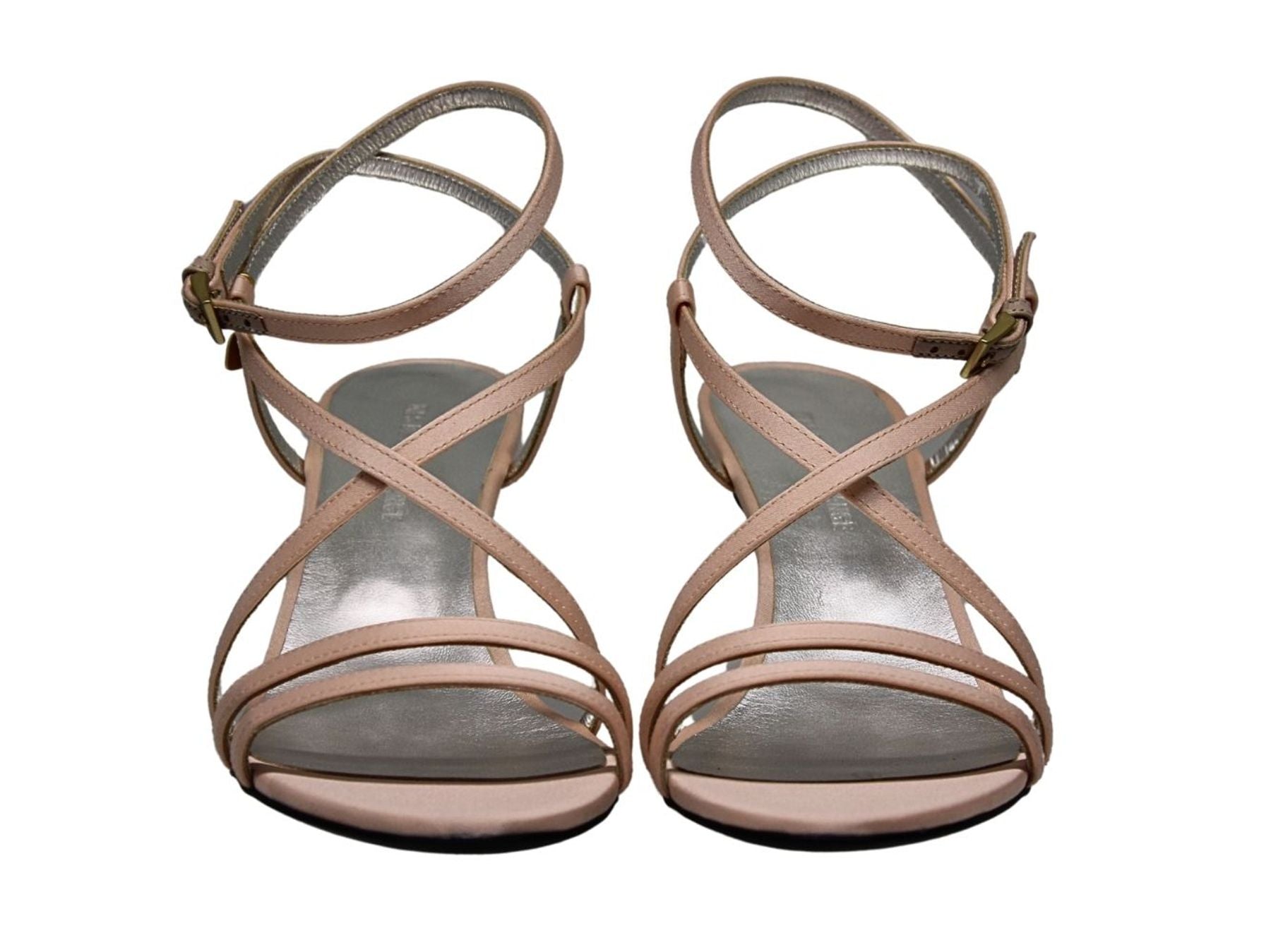 Sandalo Théa con cinturini incrociati in satin beige-rosa
