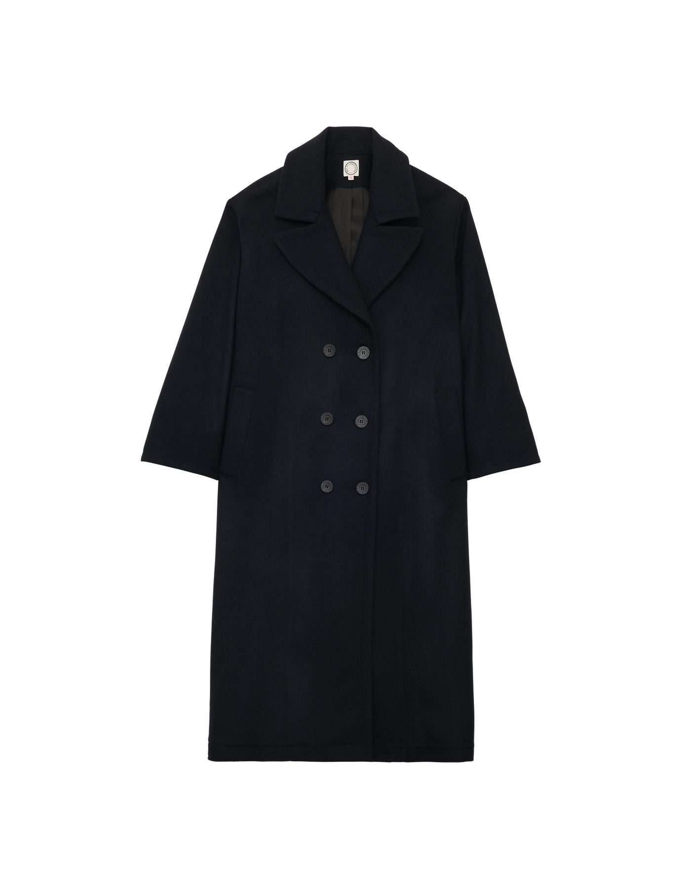 Cappotto Denise in lana spigata nera e marina
