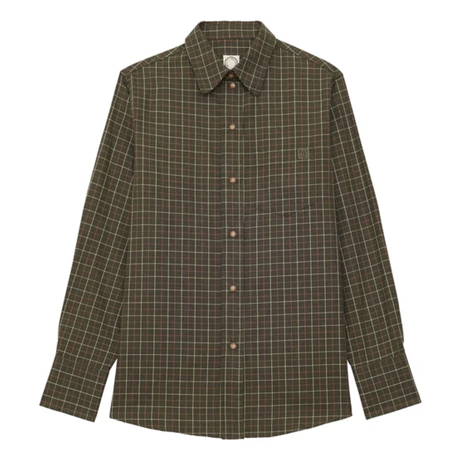 Camicia Maureen a quadri in cotone kaki