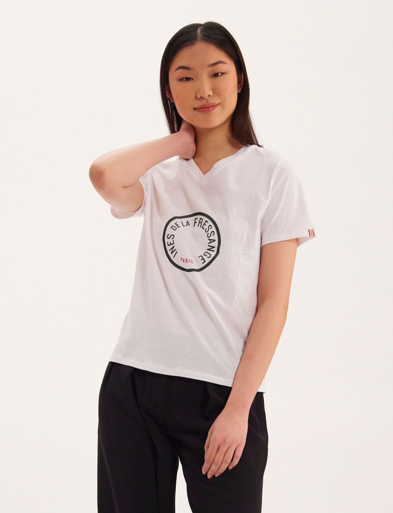 T-shirt Aurore con scollo a V color kaki