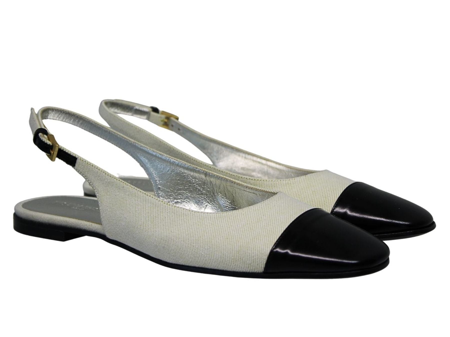 Celia, ballerina slingback color crema e nero