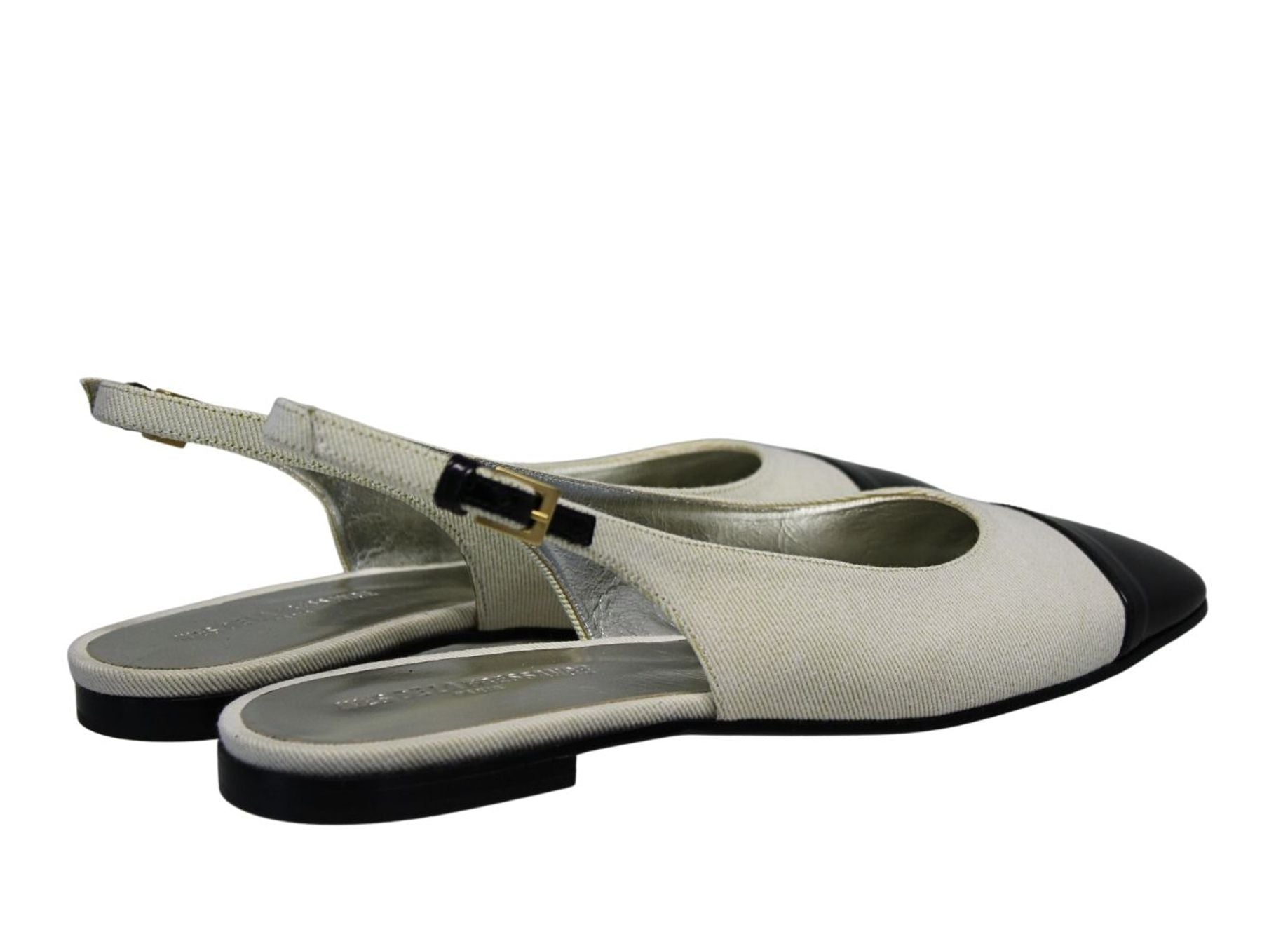 Celia, ballerina slingback color crema e nero