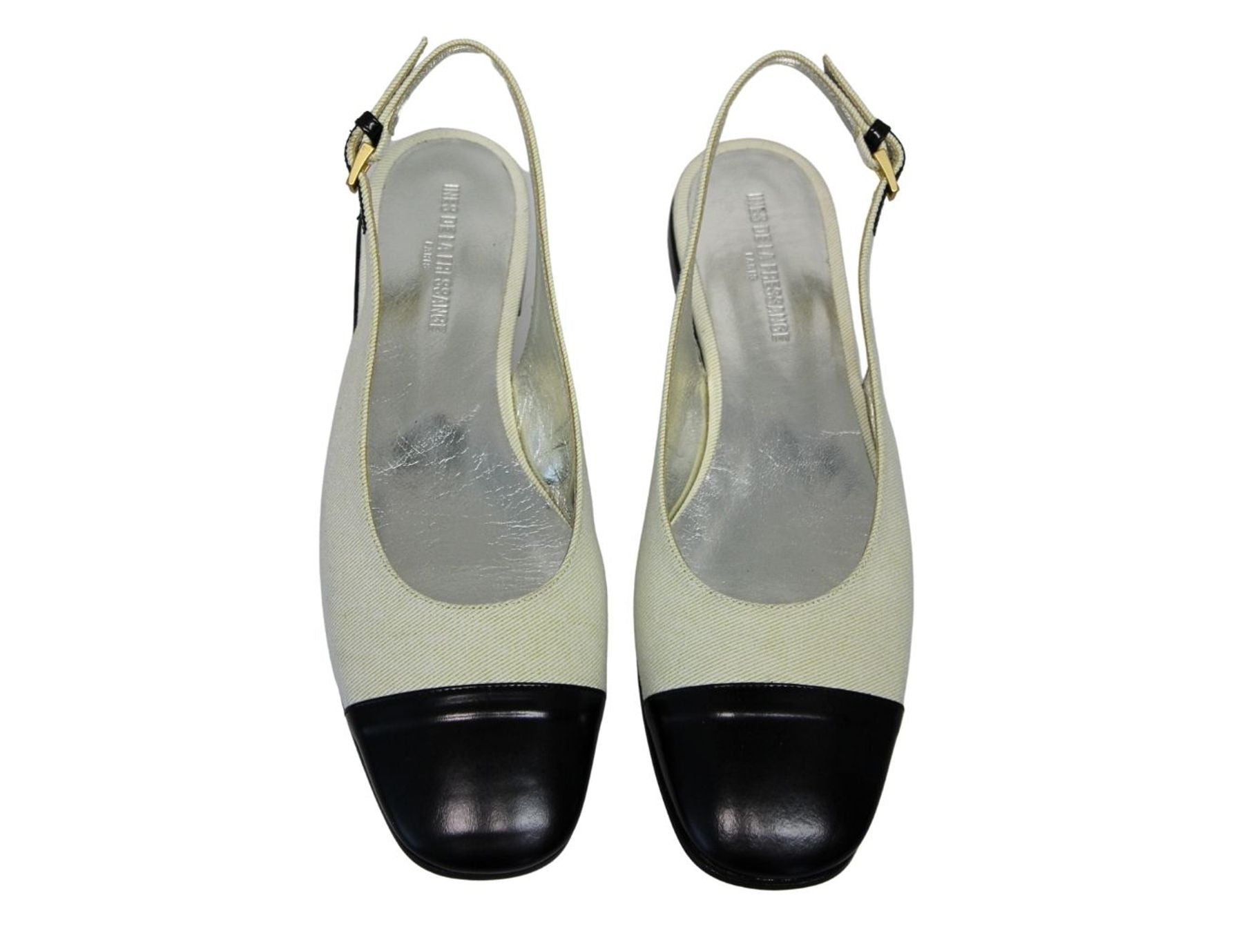 Celia, ballerina slingback color crema e nero