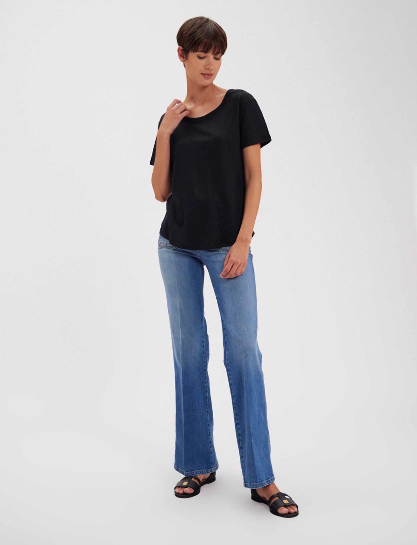 T-shirt in lino nero Lison