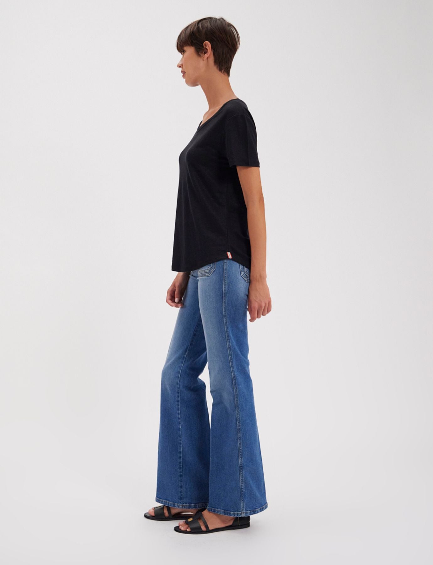 T-shirt in lino nero Lison