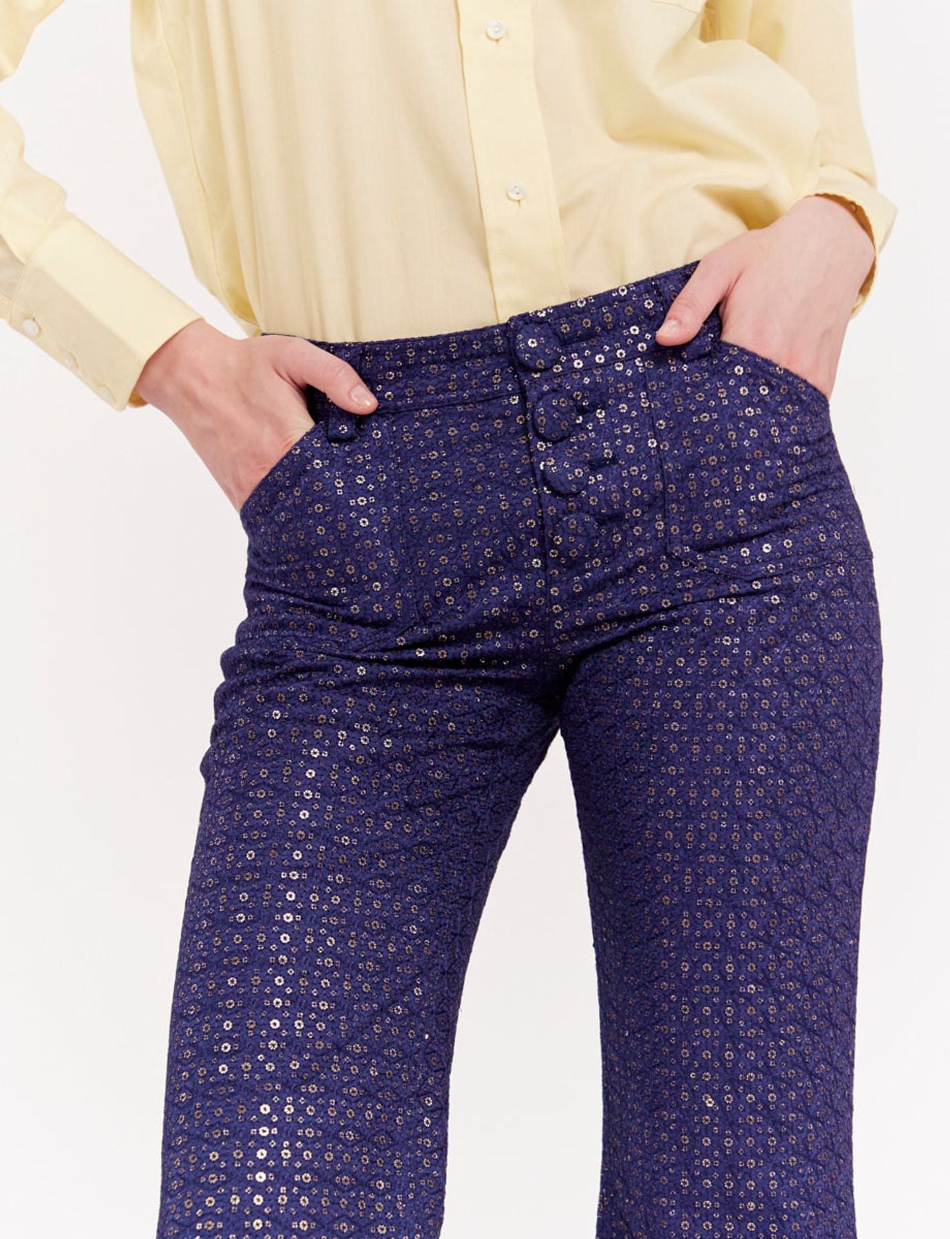 pantaloni-charlotte stampati blu navy