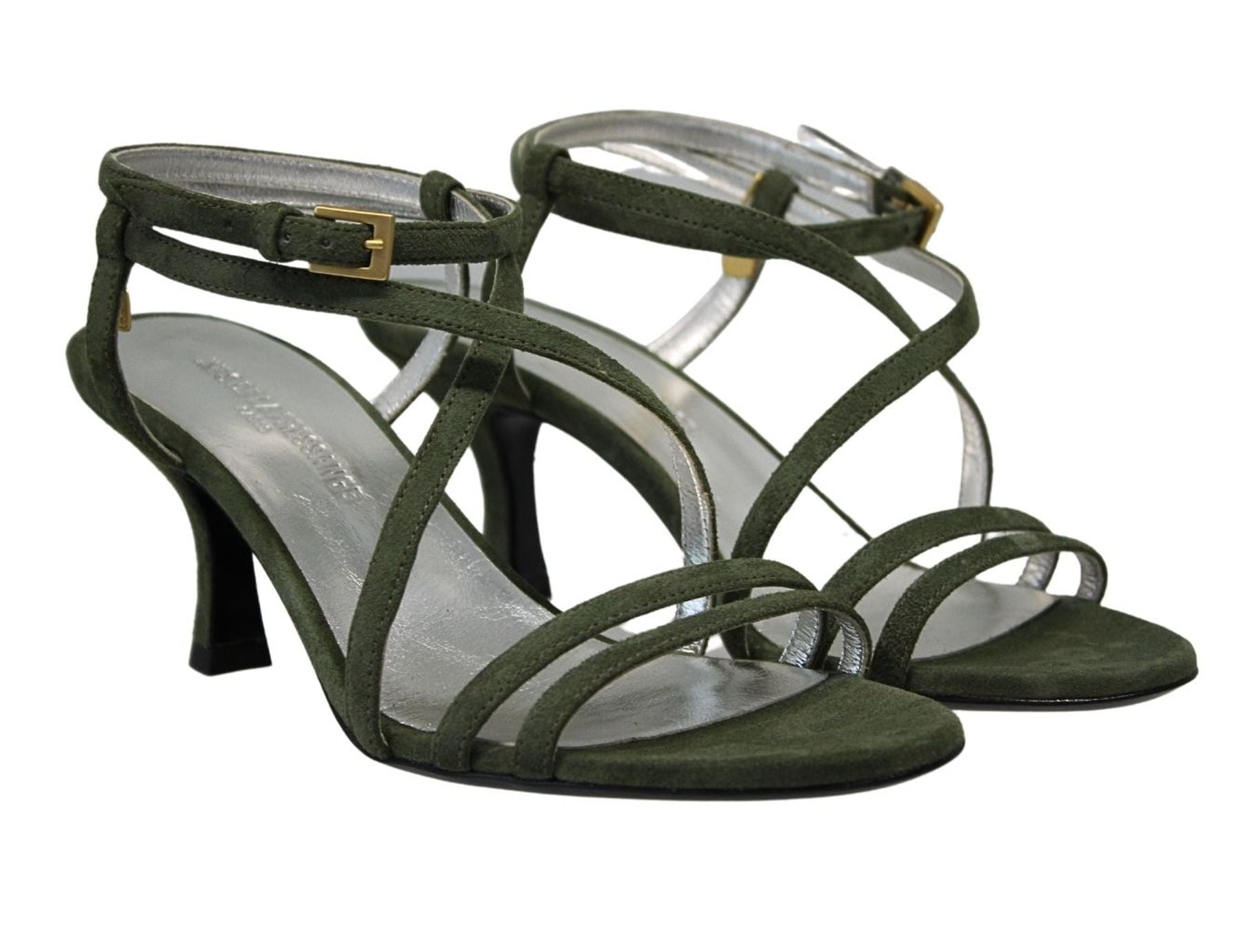 Sandali in pelle verde oliva