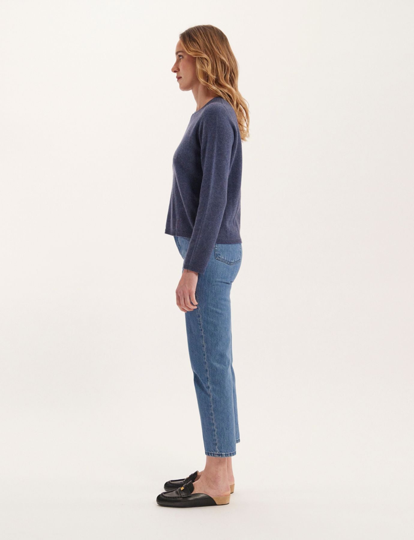 Maglia Angelina denim blu in lana e cashmere