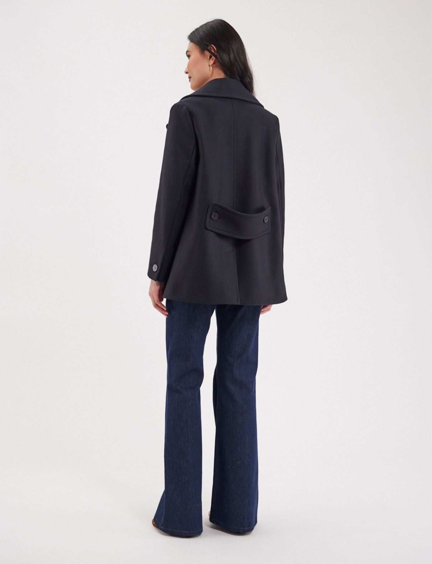 Cappotto Séraphine in misto lana blu scuro