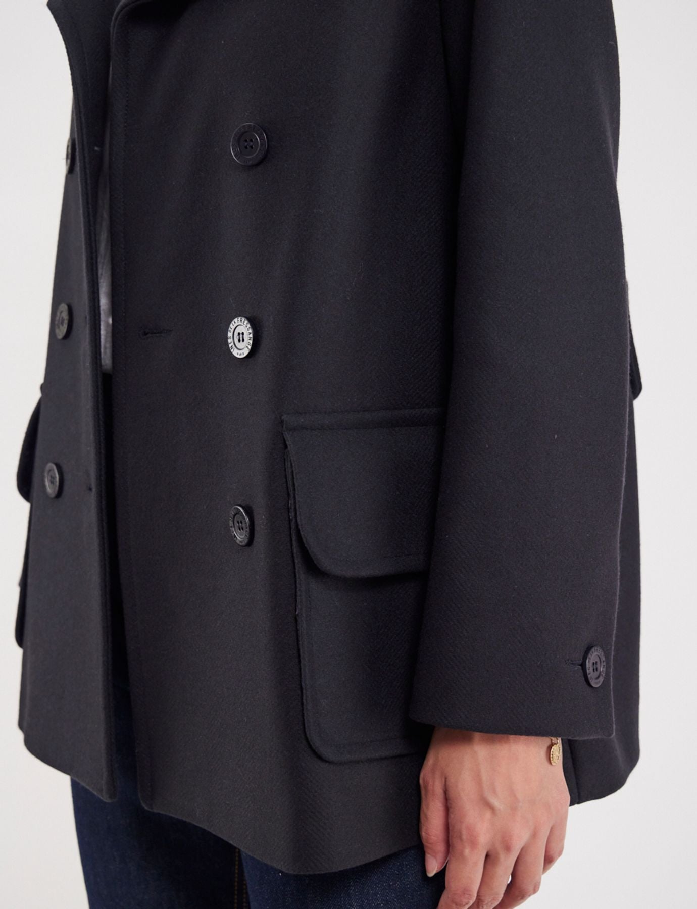 Cappotto Séraphine in misto lana blu scuro