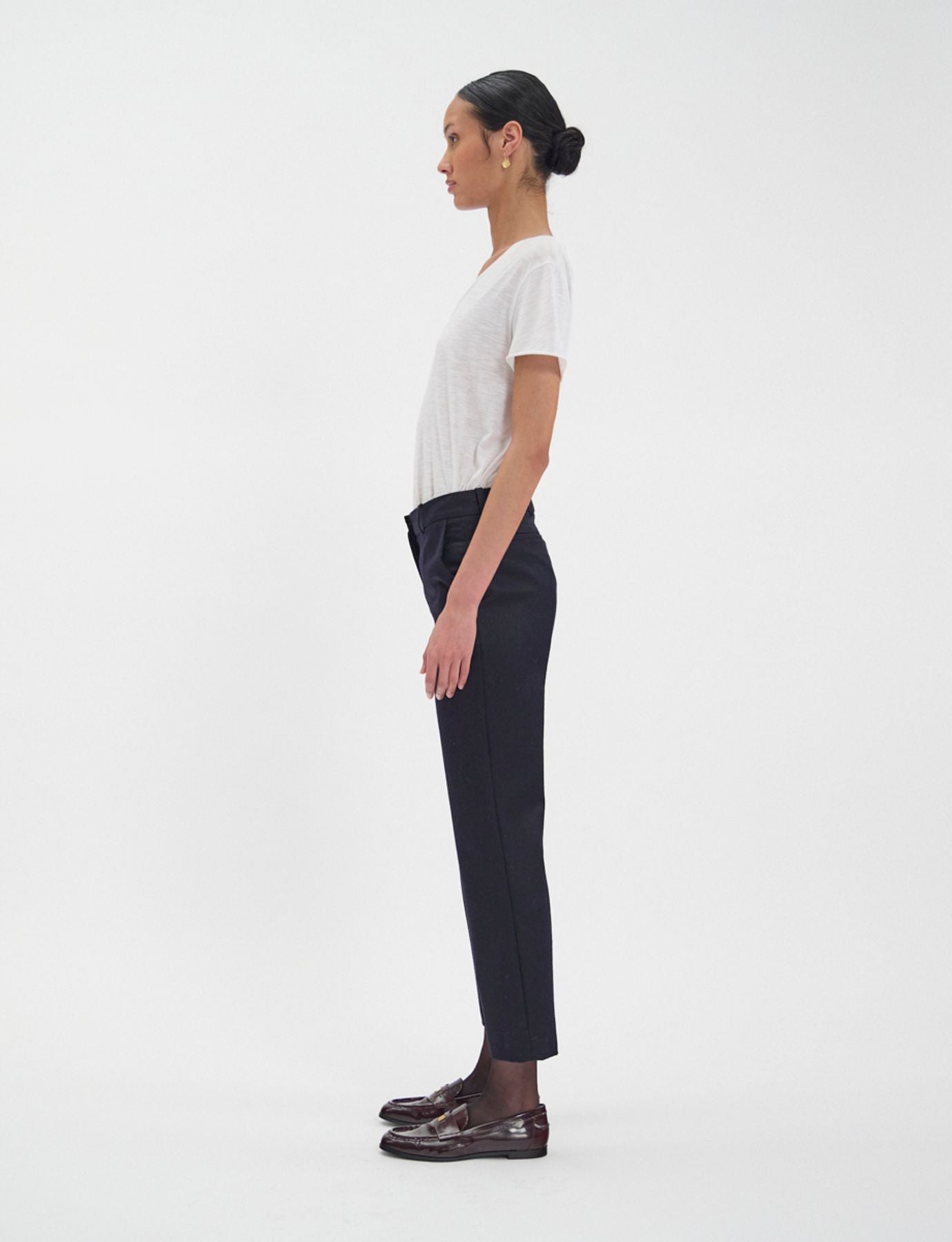 Pantaloni Audrey blu scuro in pura lana