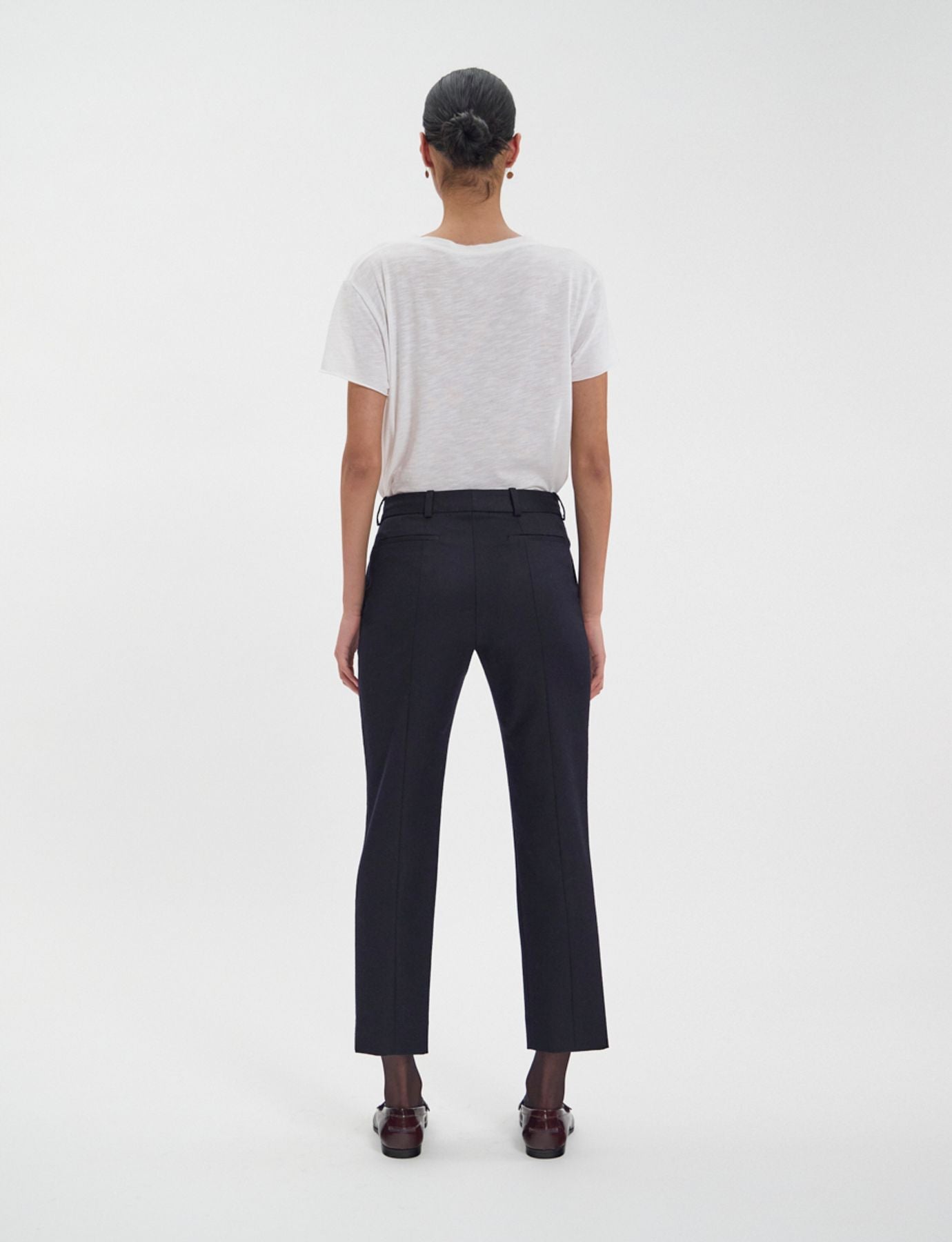 Pantaloni Audrey blu scuro in pura lana